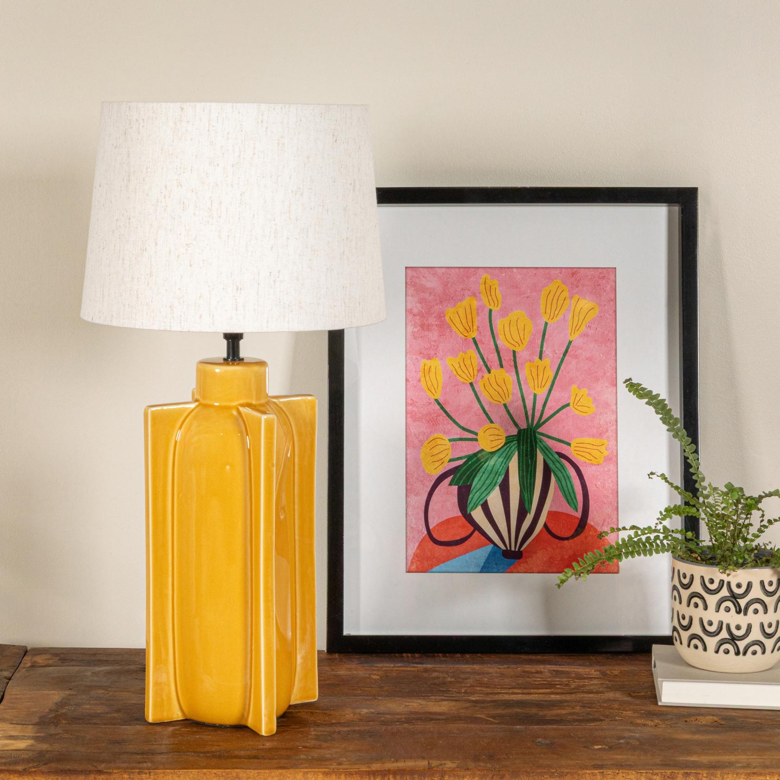 Coraline Ceramic Tall Table Lamp with Linen Shade 16 Coraline Ceramic Tall Table Lamp with Linen Shade