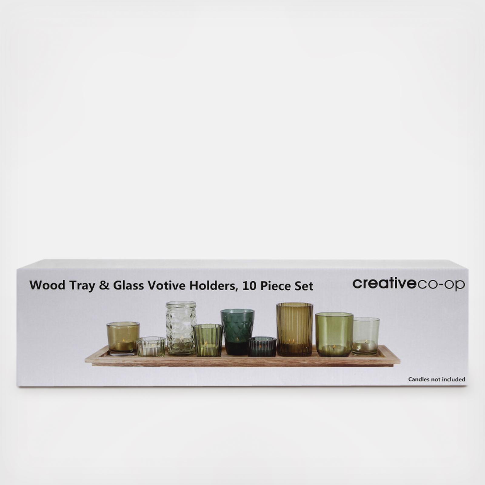 10-Piece Glass Votive Candle Holder Set 6 10-Piece Glass Votive Candle Holder Set