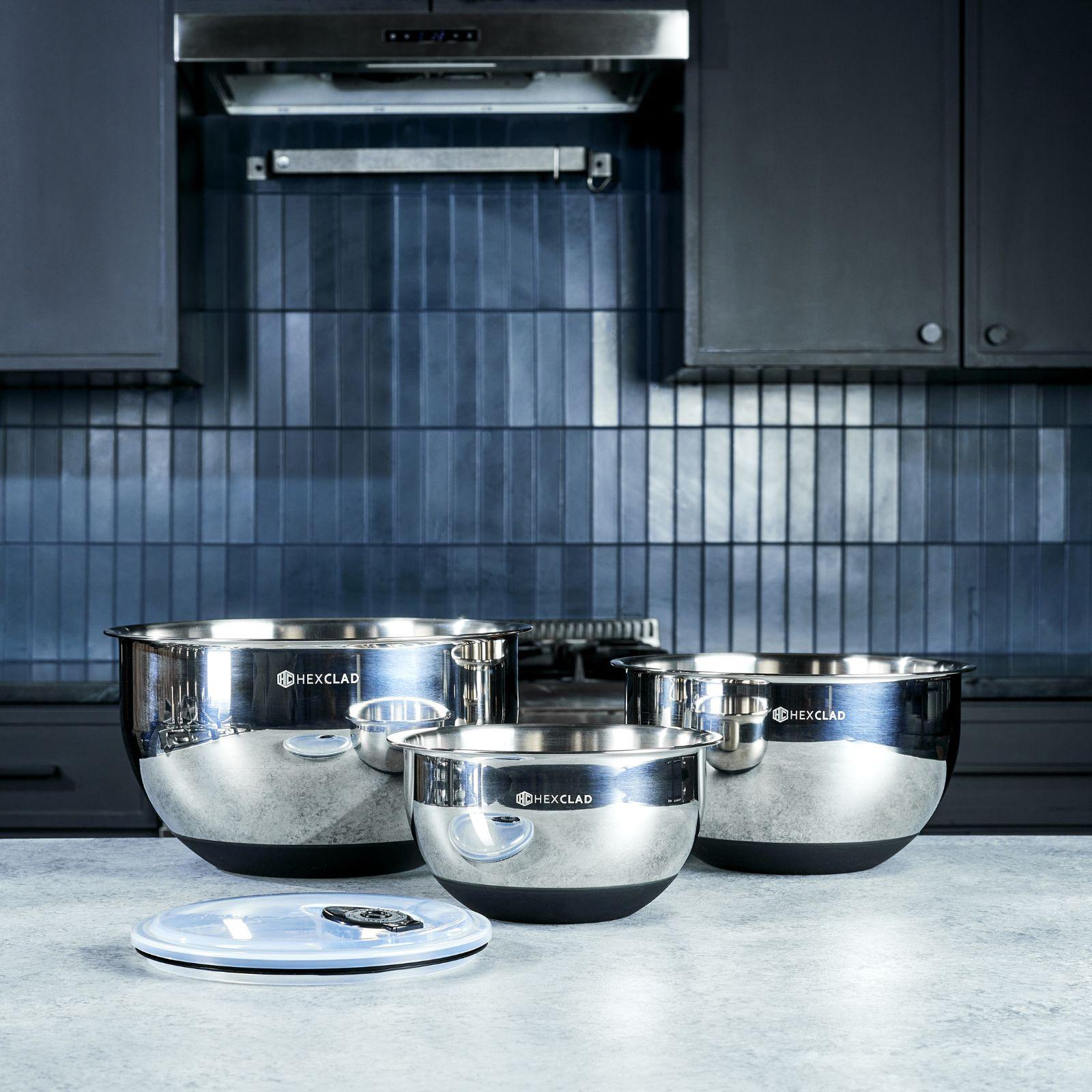 Stainless Steel 3-Piece Mixing Bowl Set with Vacuum Seal Lid 11 Stainless Steel 3-Piece Mixing Bowl Set with Vacuum Seal Lid
