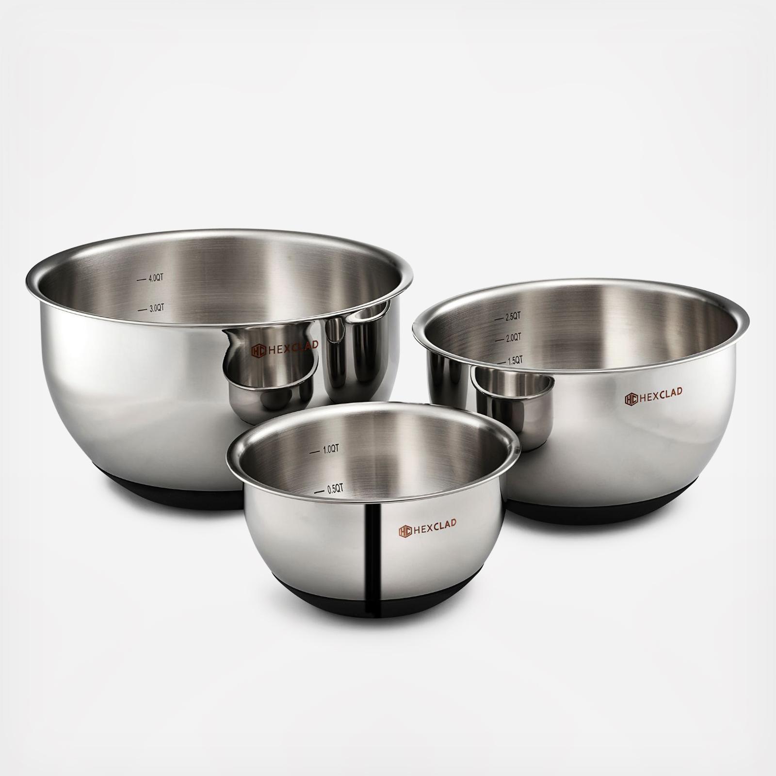 Stainless Steel 3-Piece Mixing Bowl Set with Vacuum Seal Lid 7 Stainless Steel 3-Piece Mixing Bowl Set with Vacuum Seal Lid