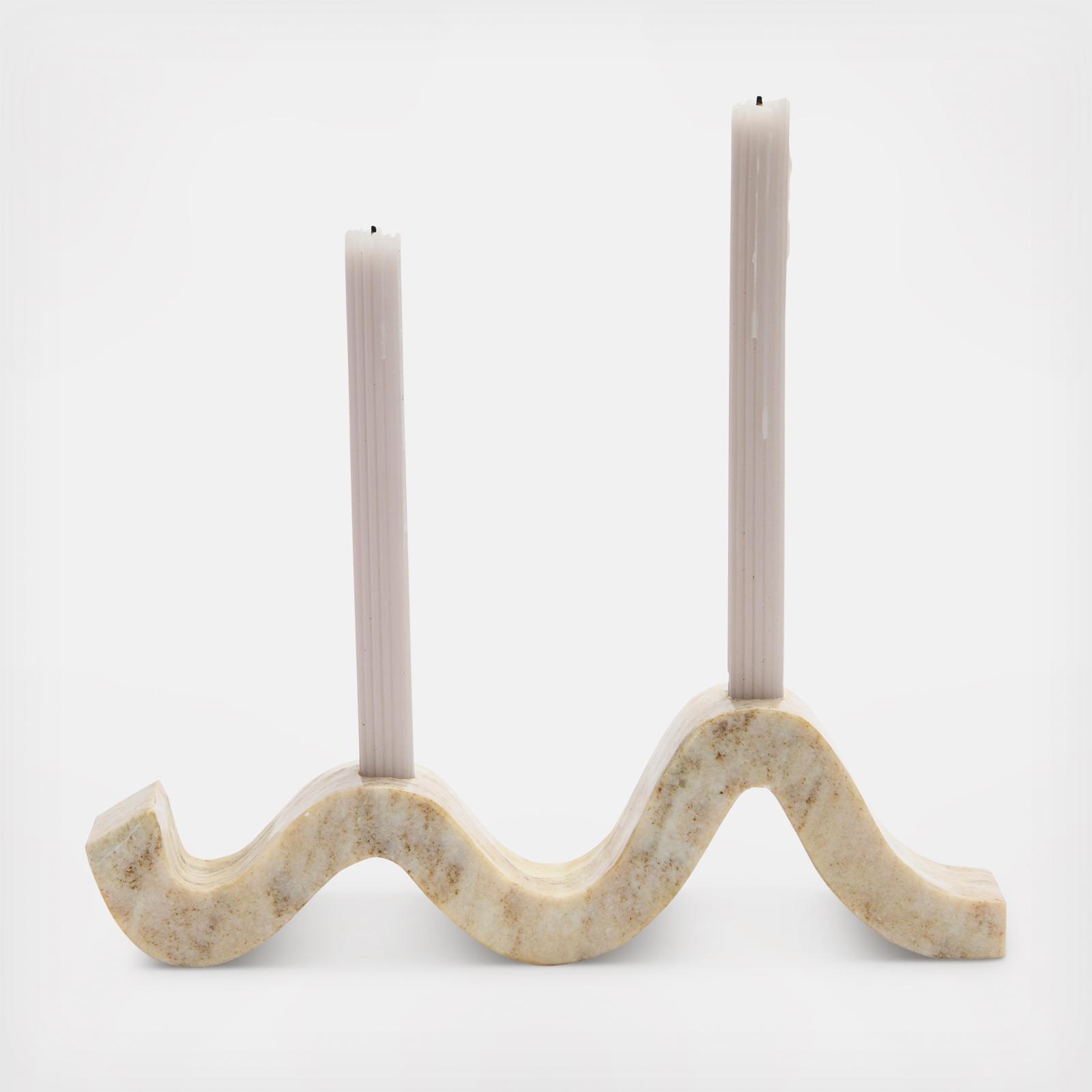Modern Marble Wave Double Taper Candle Holder 2 Modern Marble Wave Double Taper Candle Holder