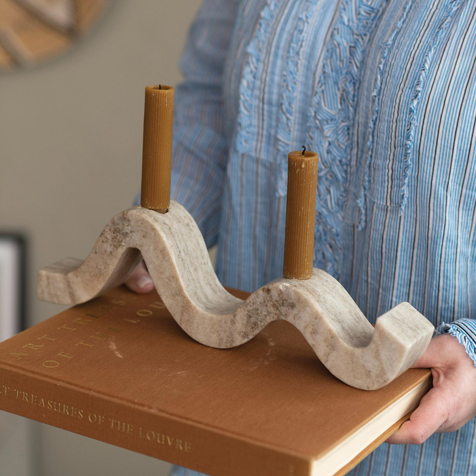 Modern Marble Wave Double Taper Candle Holder 3 Modern Marble Wave Double Taper Candle Holder