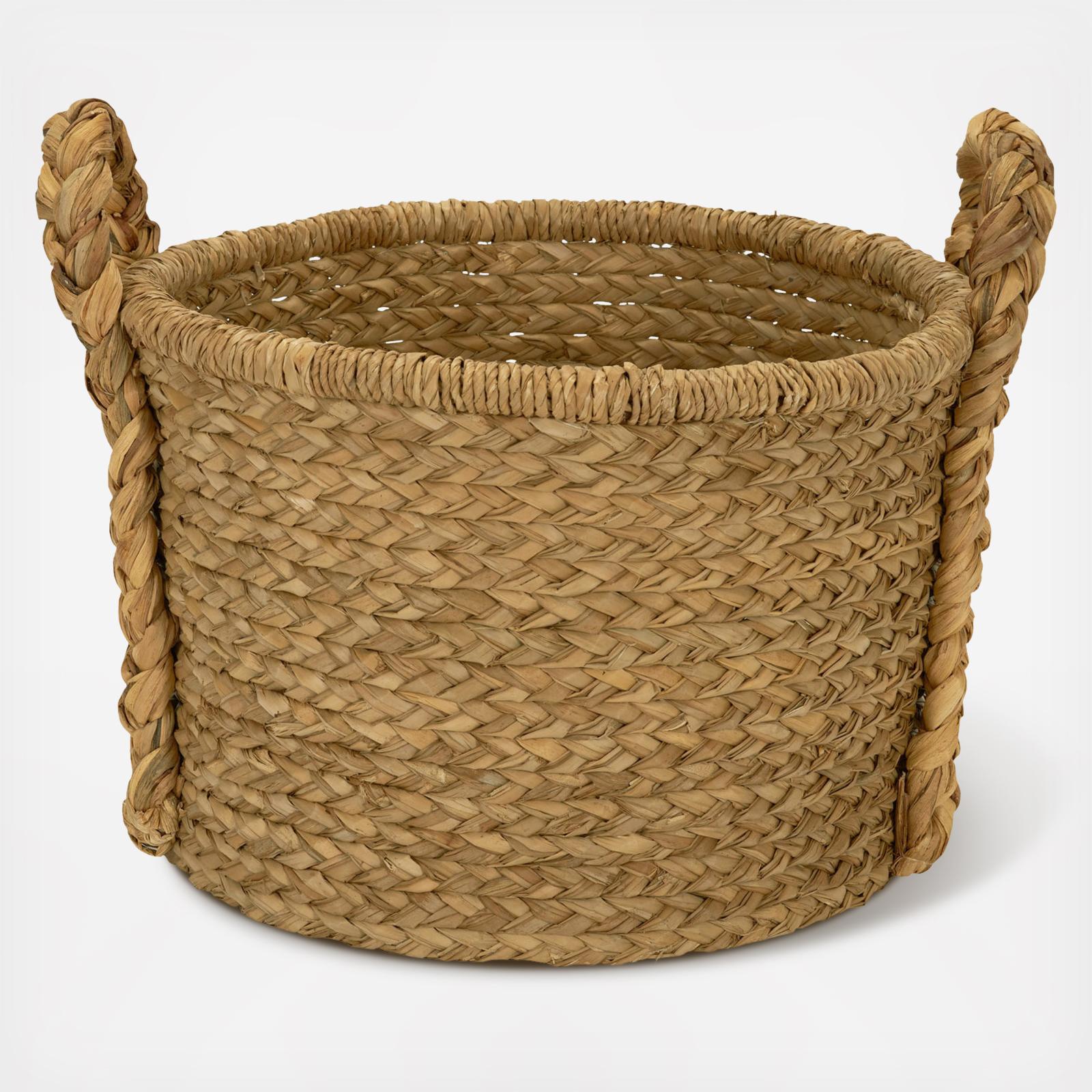 Handwoven Water Hyacinth Storage Basket with Braided Handle 6 Handwoven Water Hyacinth Storage Basket with Braided Handle