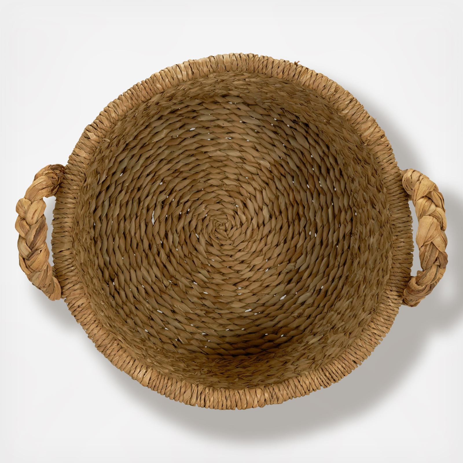 Handwoven Water Hyacinth Storage Basket with Braided Handle 7 Handwoven Water Hyacinth Storage Basket with Braided Handle