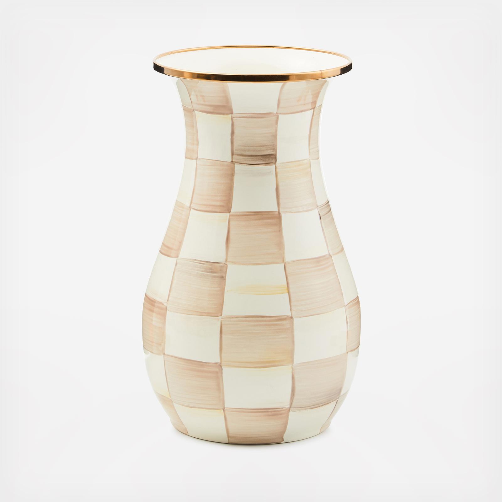 Mocha Check Enamel Tall Vase 2 Mocha Check Enamel Tall Vase