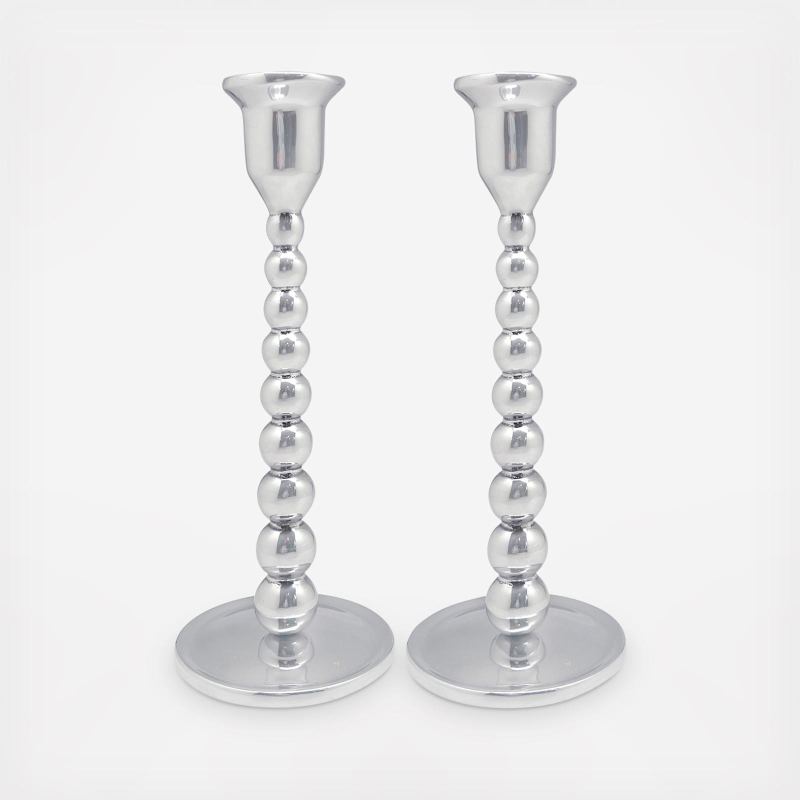 String of Pearls Medium Candlestick, Set of 2