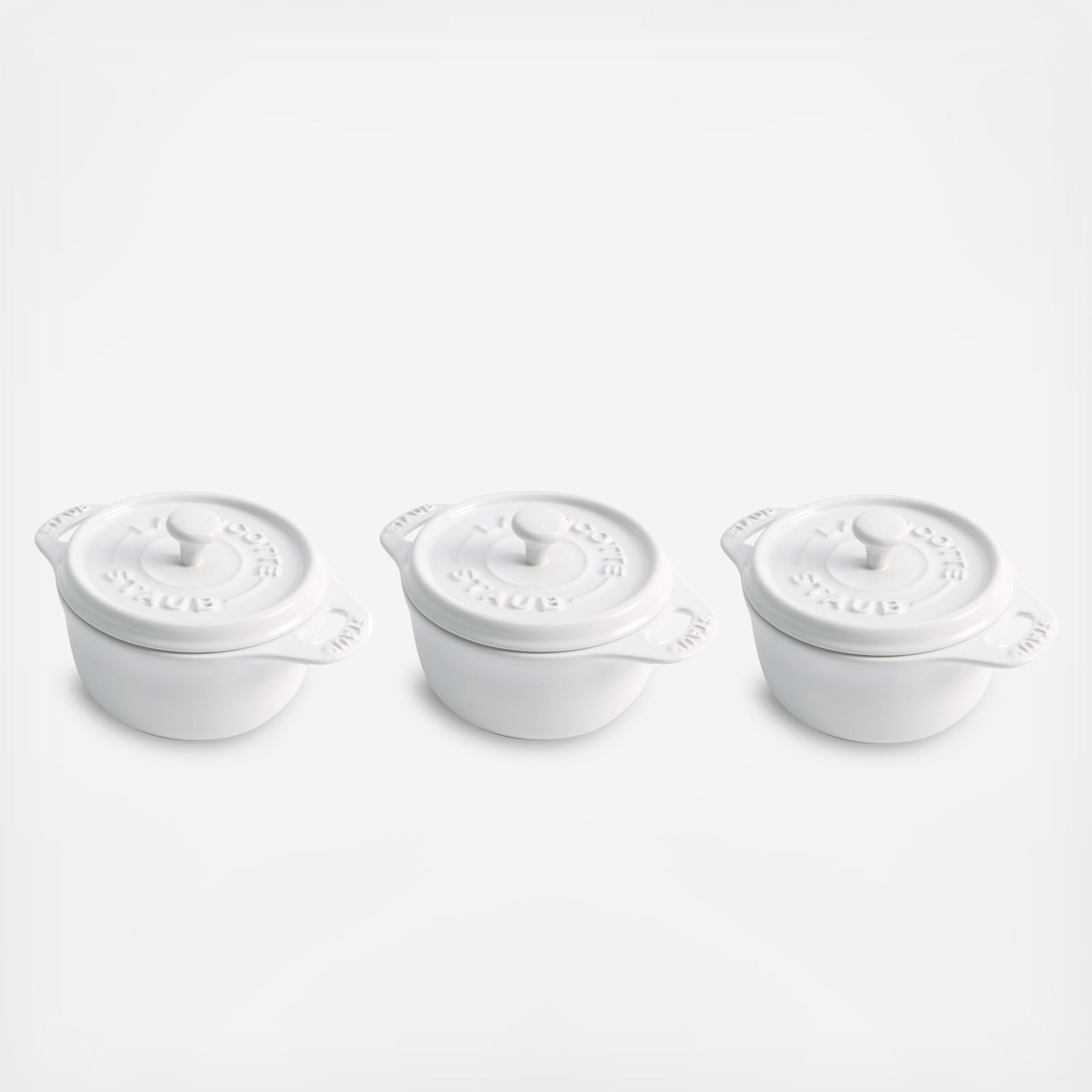 Ceramic Mini Round Cocotte/Ramekin, Set of 3