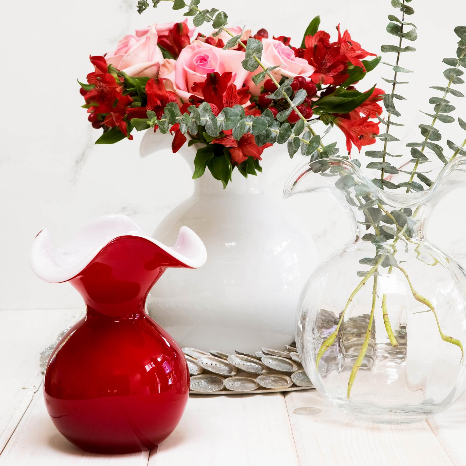 Hibiscus Glass Fluted Vase 7 Hibiscus Glass Fluted Vase