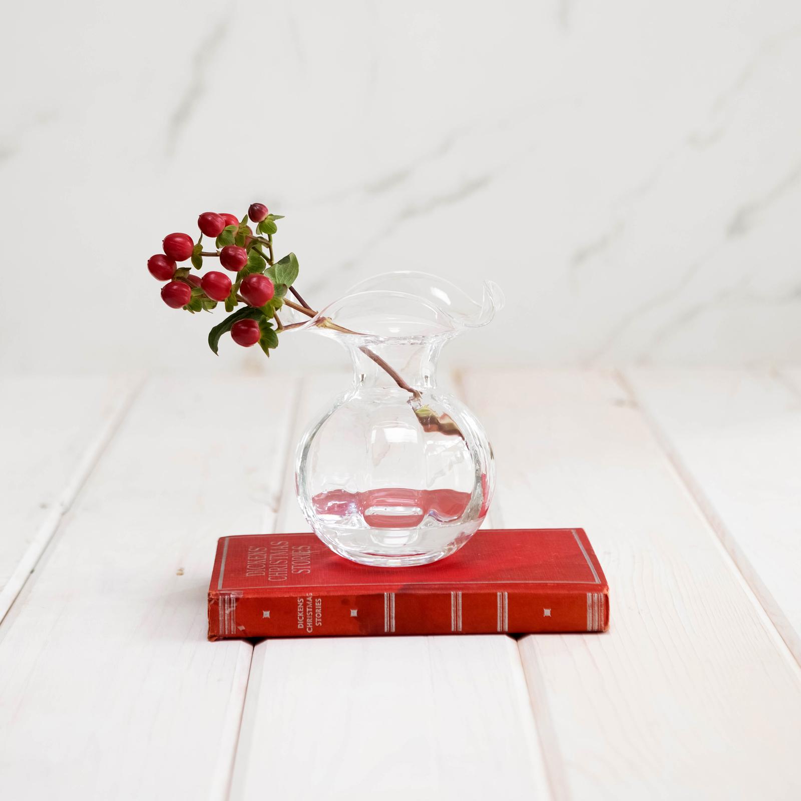 Hibiscus Glass Fluted Vase 8 Hibiscus Glass Fluted Vase