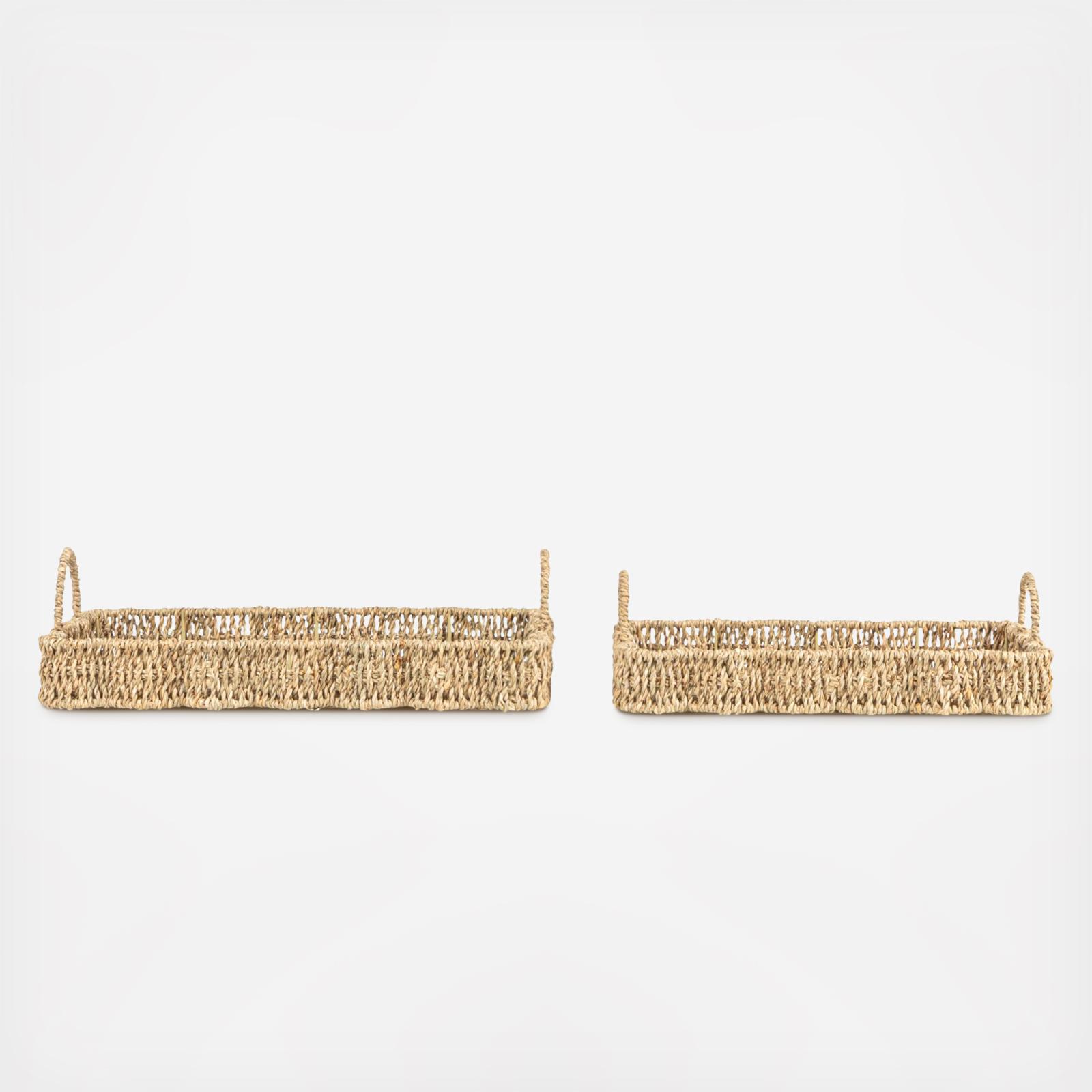 Woven Seagrass Scalloped 2-Piece Rectangular Tray 6 Woven Seagrass Scalloped 2-Piece Rectangular Tray