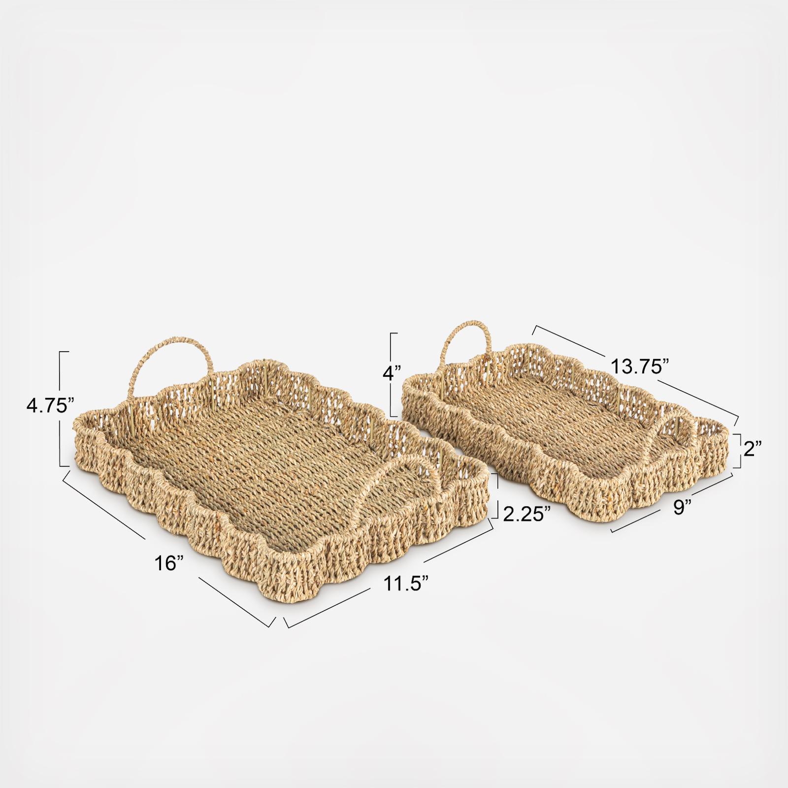 Woven Seagrass Scalloped 2-Piece Rectangular Tray 8 Woven Seagrass Scalloped 2-Piece Rectangular Tray