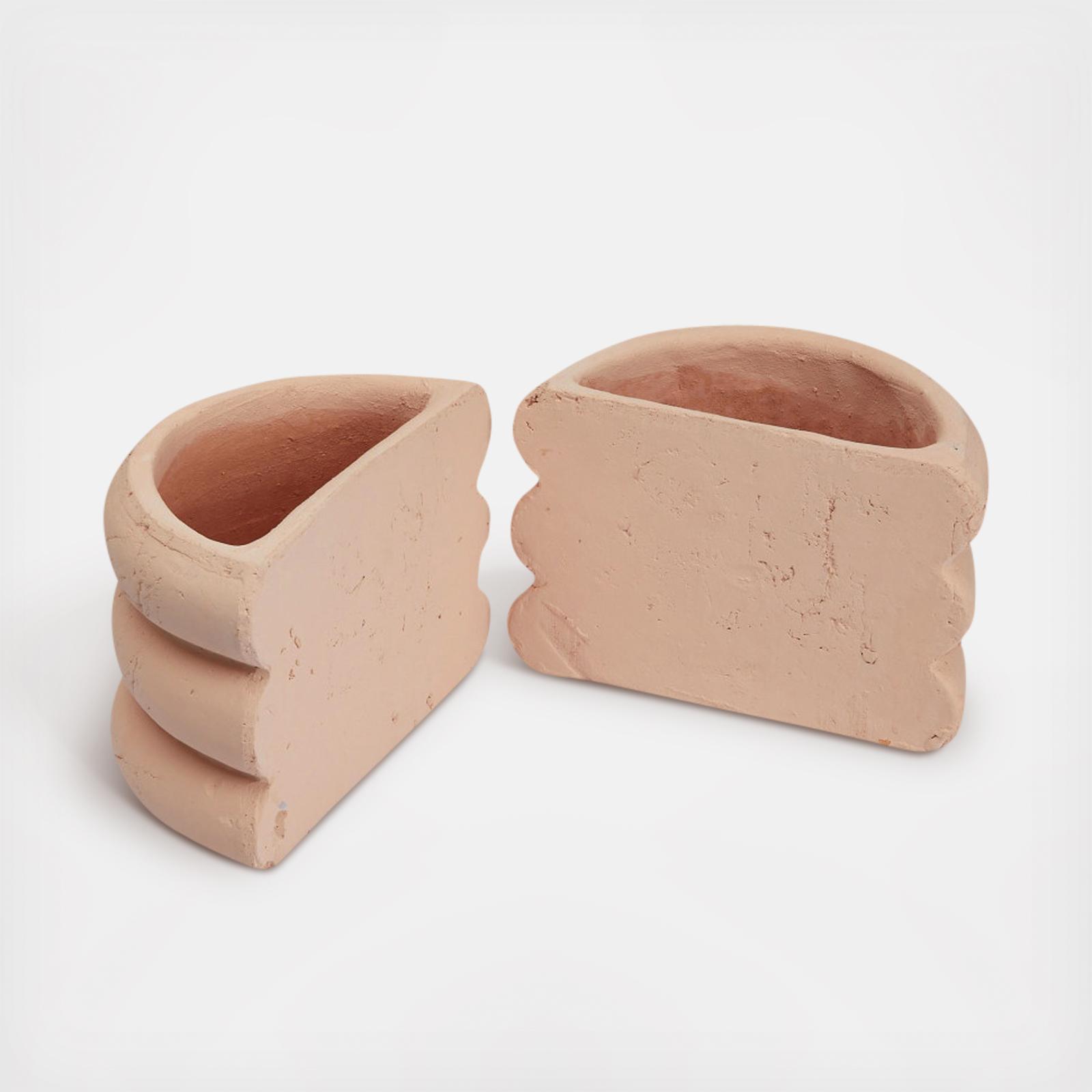Terracotta Vase Bookend, Set of 2 6 Terracotta Vase Bookend, Set of 2