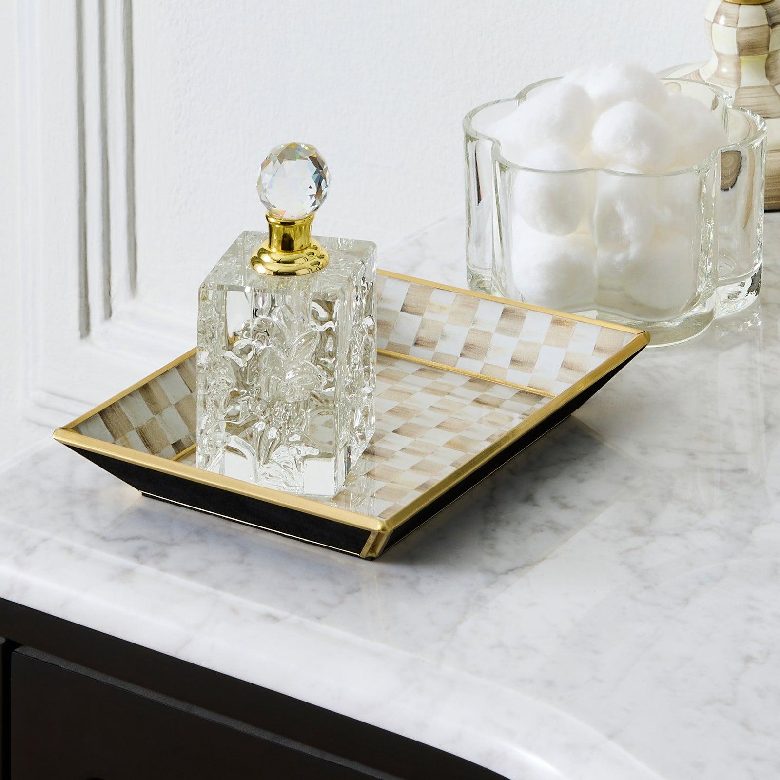 Mocha Check Small Glass Vanity Tray 17 Mocha Check Small Glass Vanity Tray
