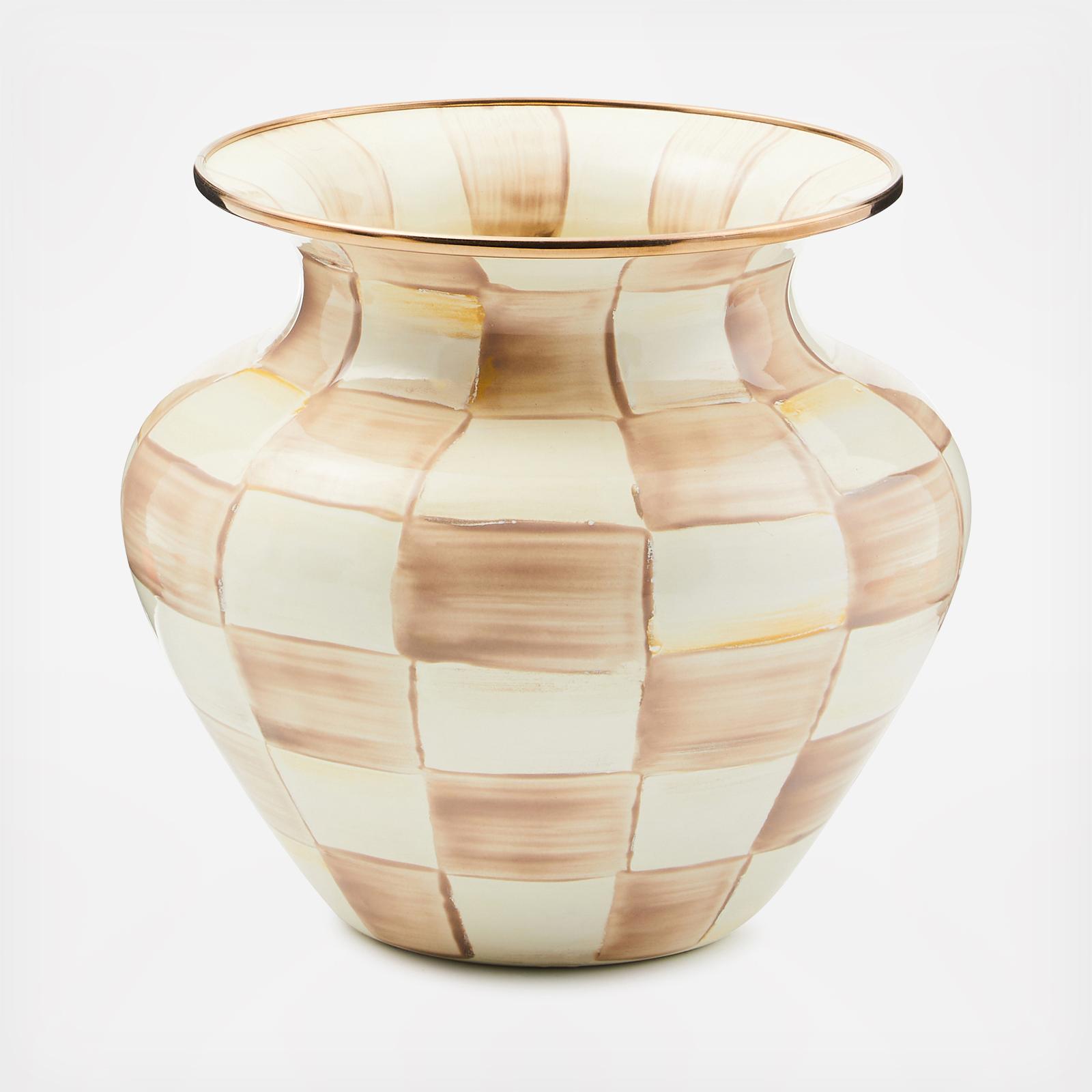 Mocha Check Vase Stainless Steel 2 Mocha Check Vase Stainless Steel