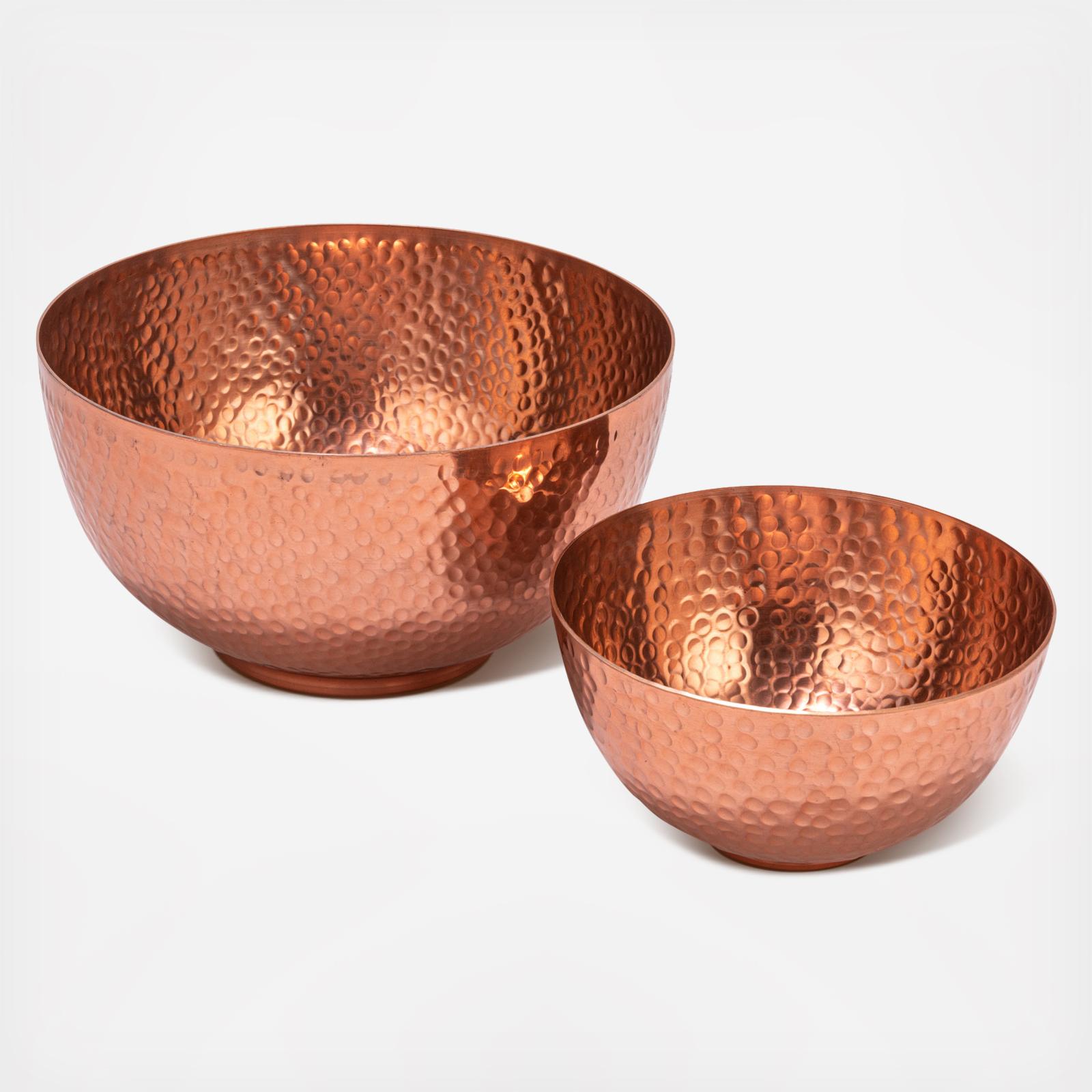 2-Piece Hammered Metal Bowl Set 2 2-Piece Hammered Metal Bowl Set