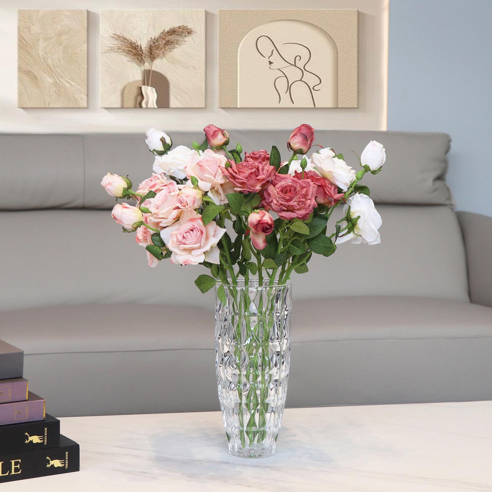 Lorren Home Trends Tall Lead Free Diamond Cut Flower Vase 10 Lorren Home Trends Tall Lead Free Diamond Cut Flower Vase
