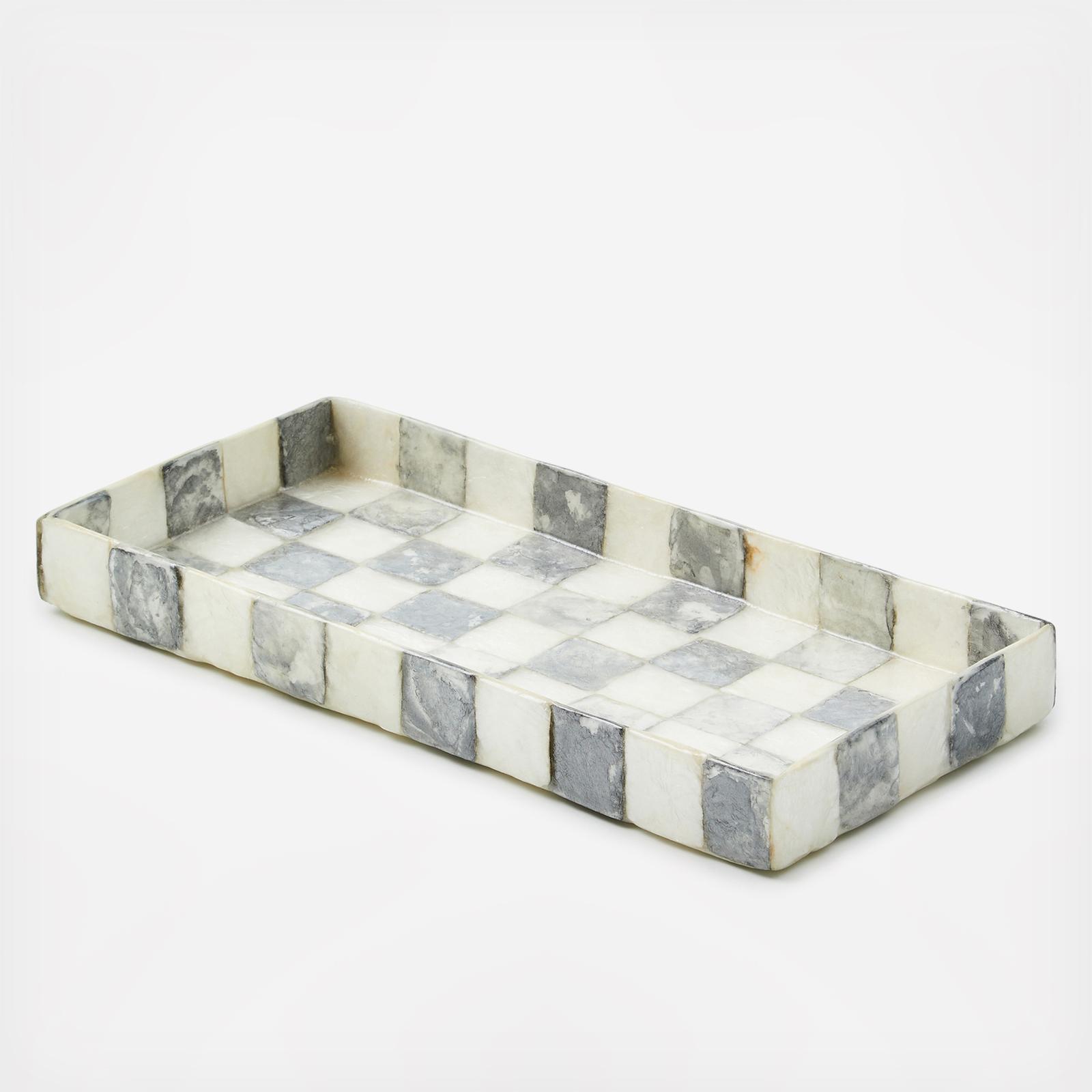 Sterling Check Capiz Vanity Tray