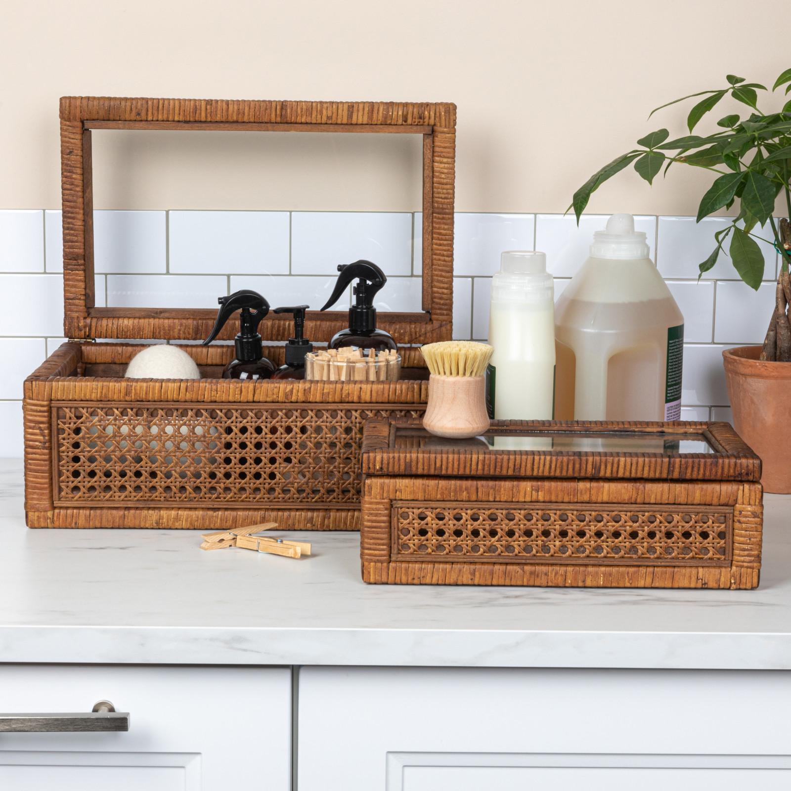 Modern Decorative Rectangle Glass Top Display 2-Piece Box Set 1 Modern Decorative Rectangle Glass Top Display 2-Piece Box Set