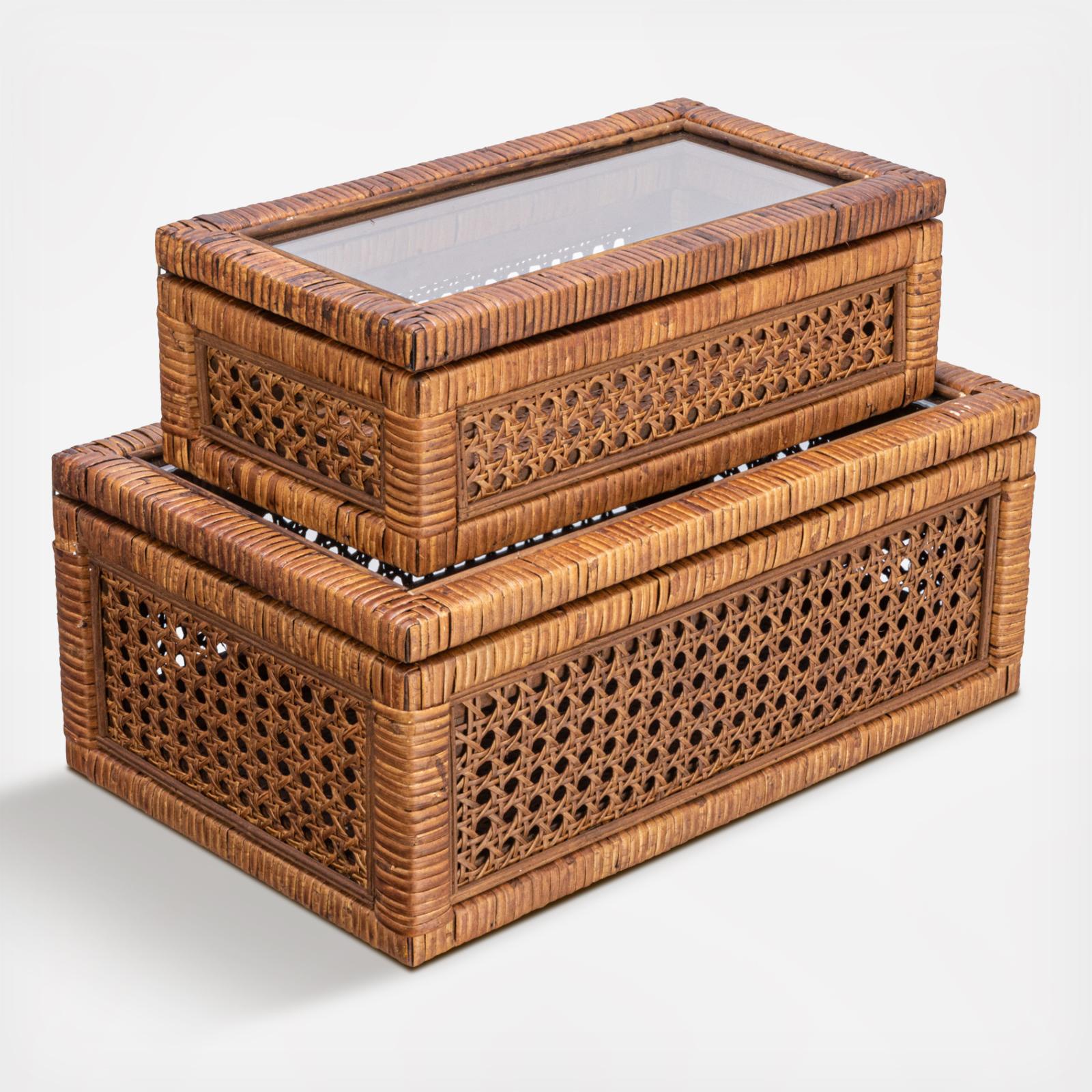 Modern Decorative Rectangle Glass Top Display 2-Piece Box Set 2 Modern Decorative Rectangle Glass Top Display 2-Piece Box Set