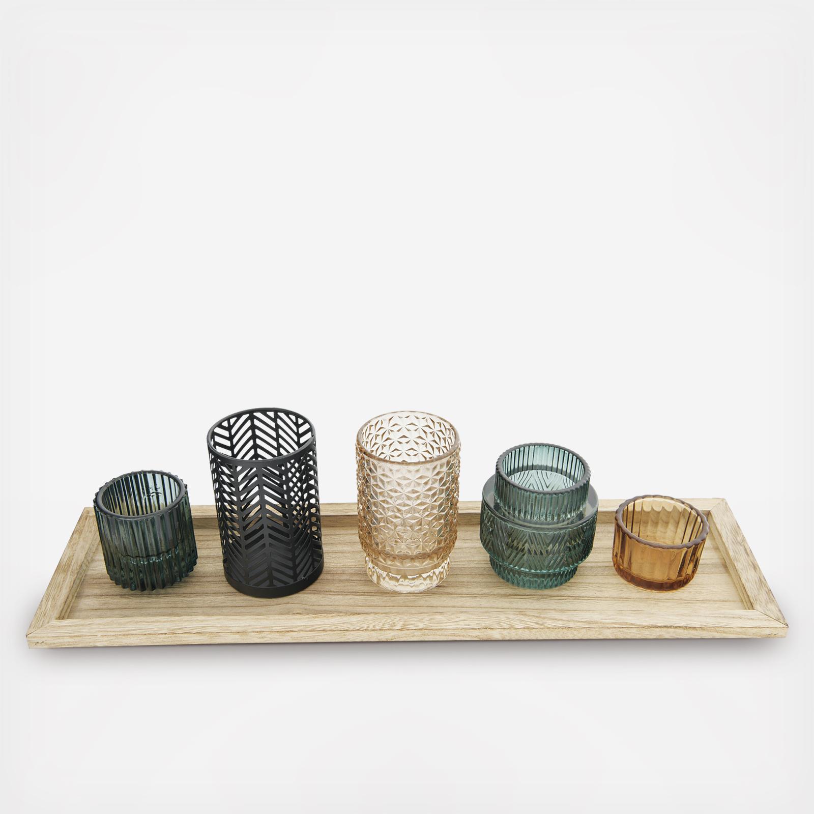 6-Piece Tealight & Tray Set 3 6-Piece Tealight & Tray Set