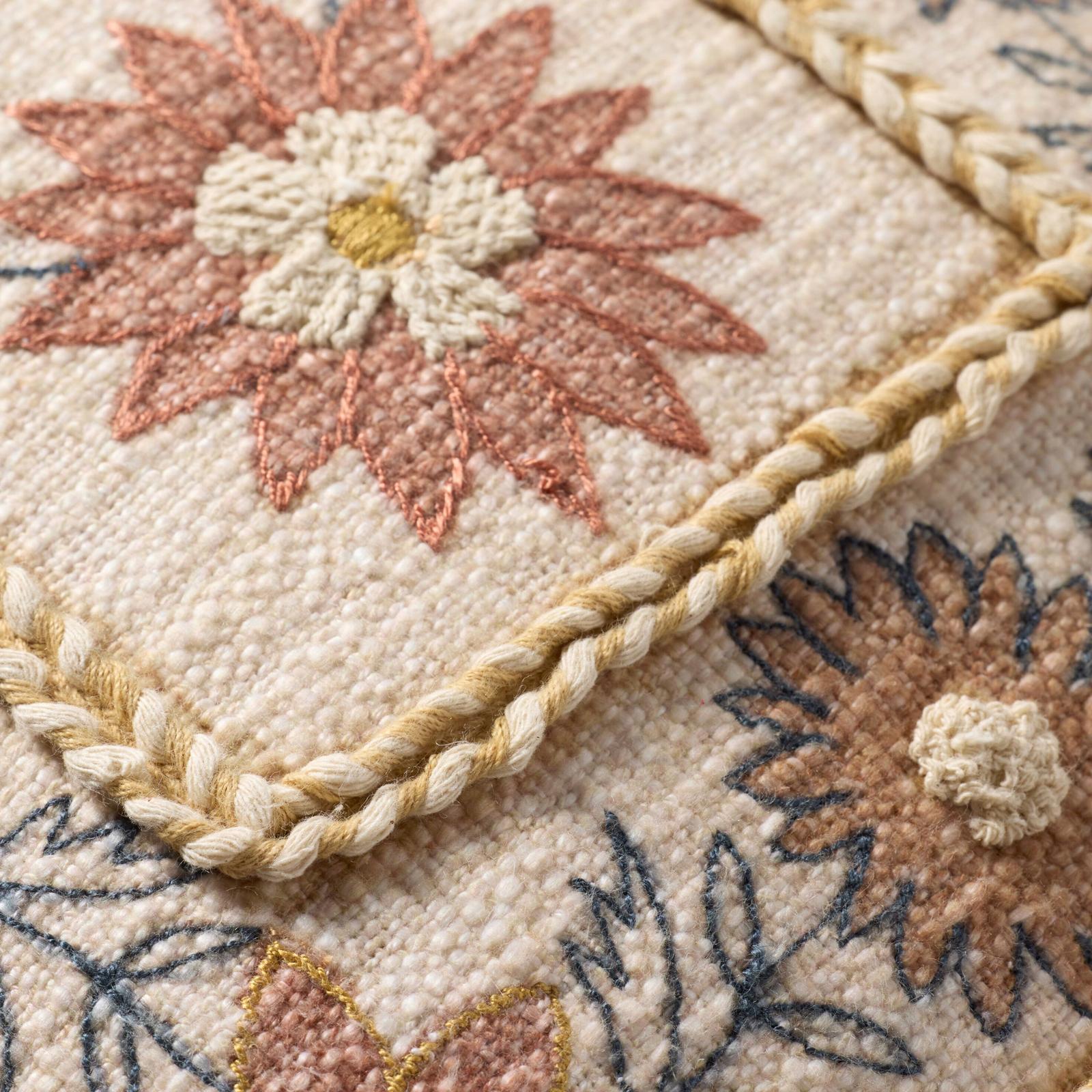 Embroidered Floral Throw Pillow 2 Embroidered Floral Throw Pillow