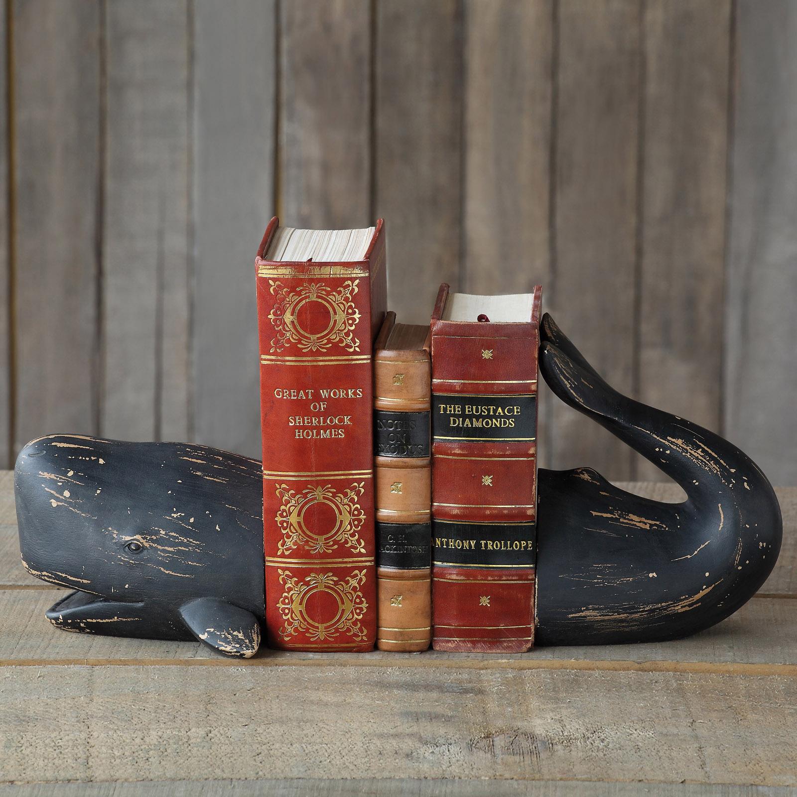 Decorative Distressed Resin Whale Bookend, Set of 2 7 Decorative Distressed Resin Whale Bookend, Set of 2