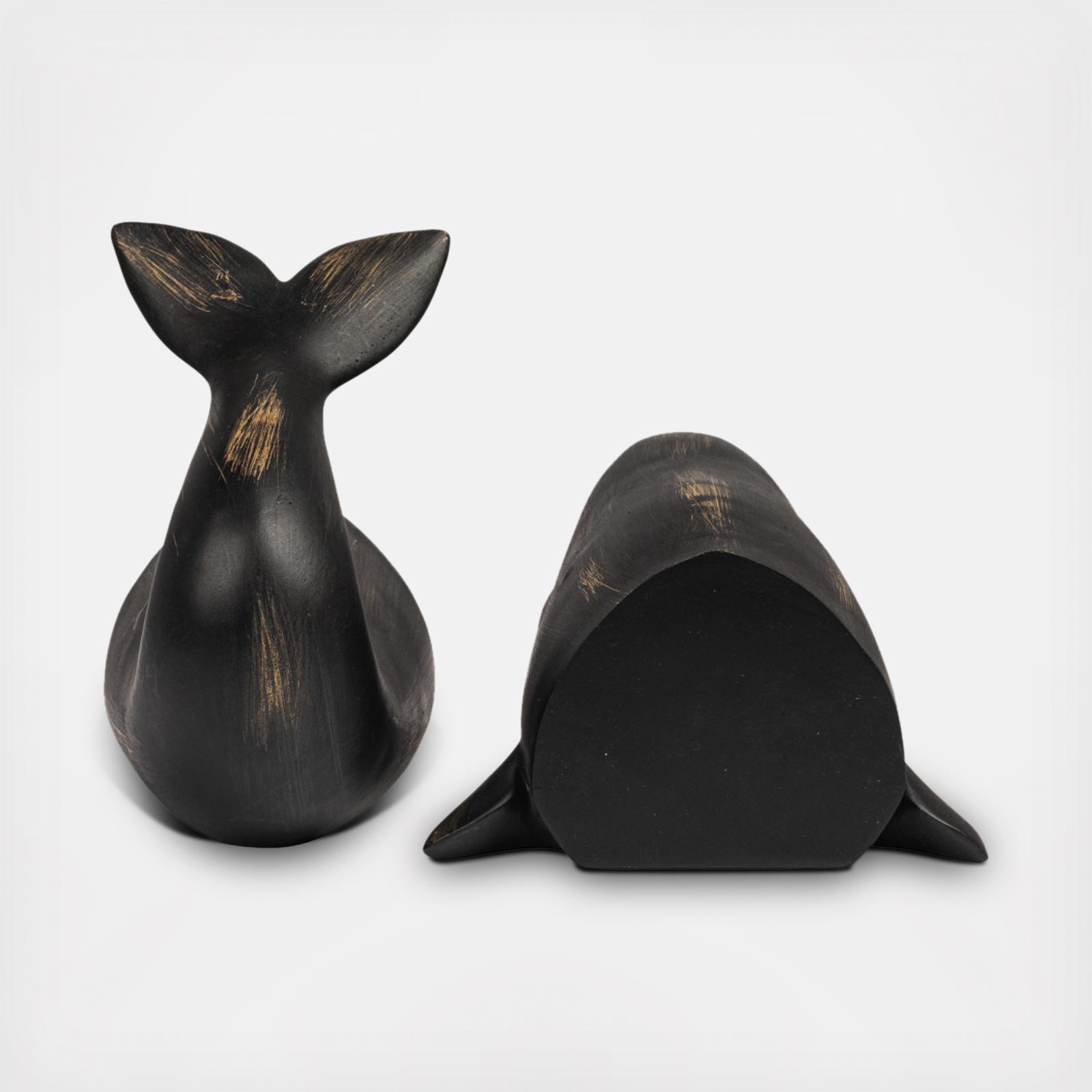 Decorative Distressed Resin Whale Bookend, Set of 2 6 Decorative Distressed Resin Whale Bookend, Set of 2