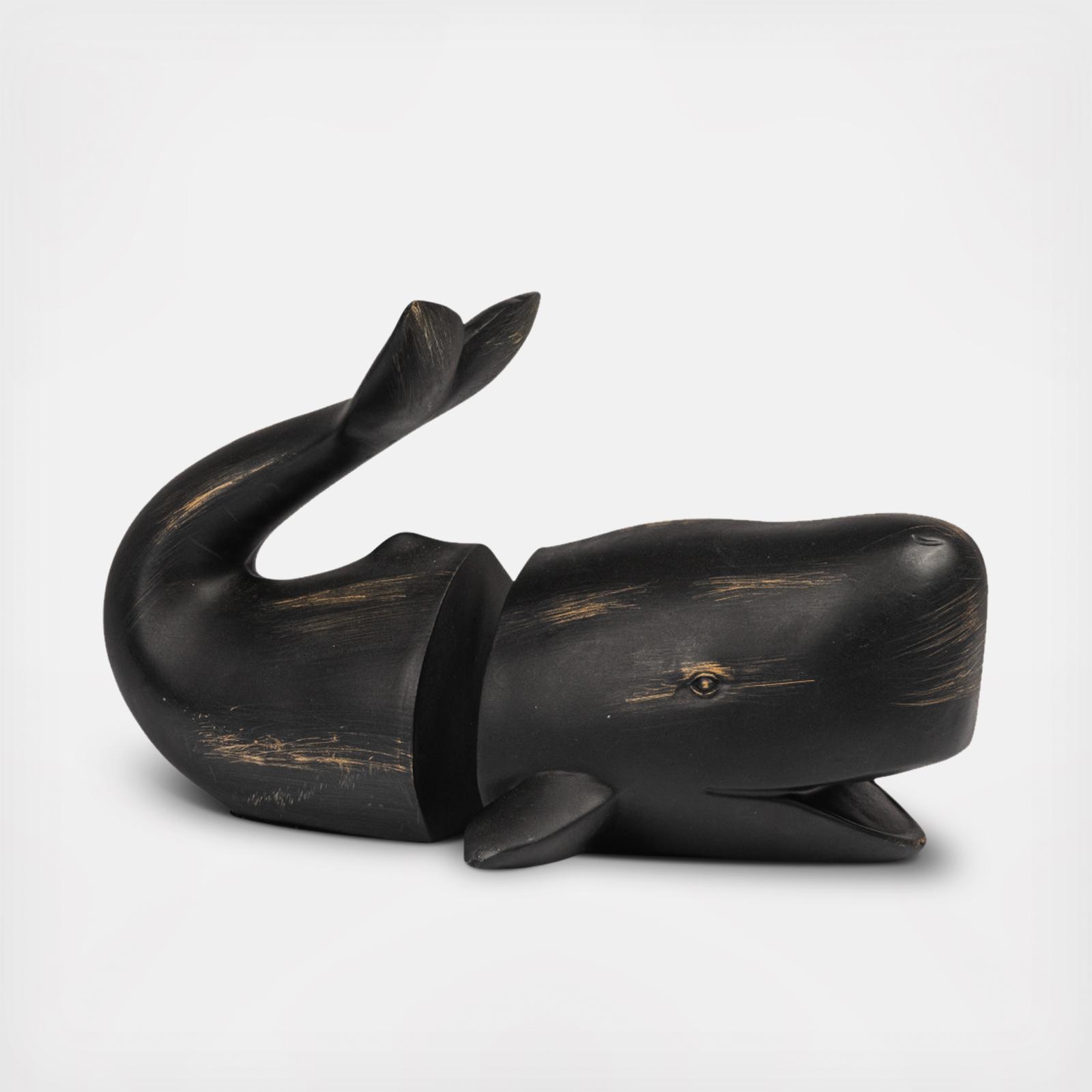 Decorative Distressed Resin Whale Bookend, Set of 2 8 Decorative Distressed Resin Whale Bookend, Set of 2