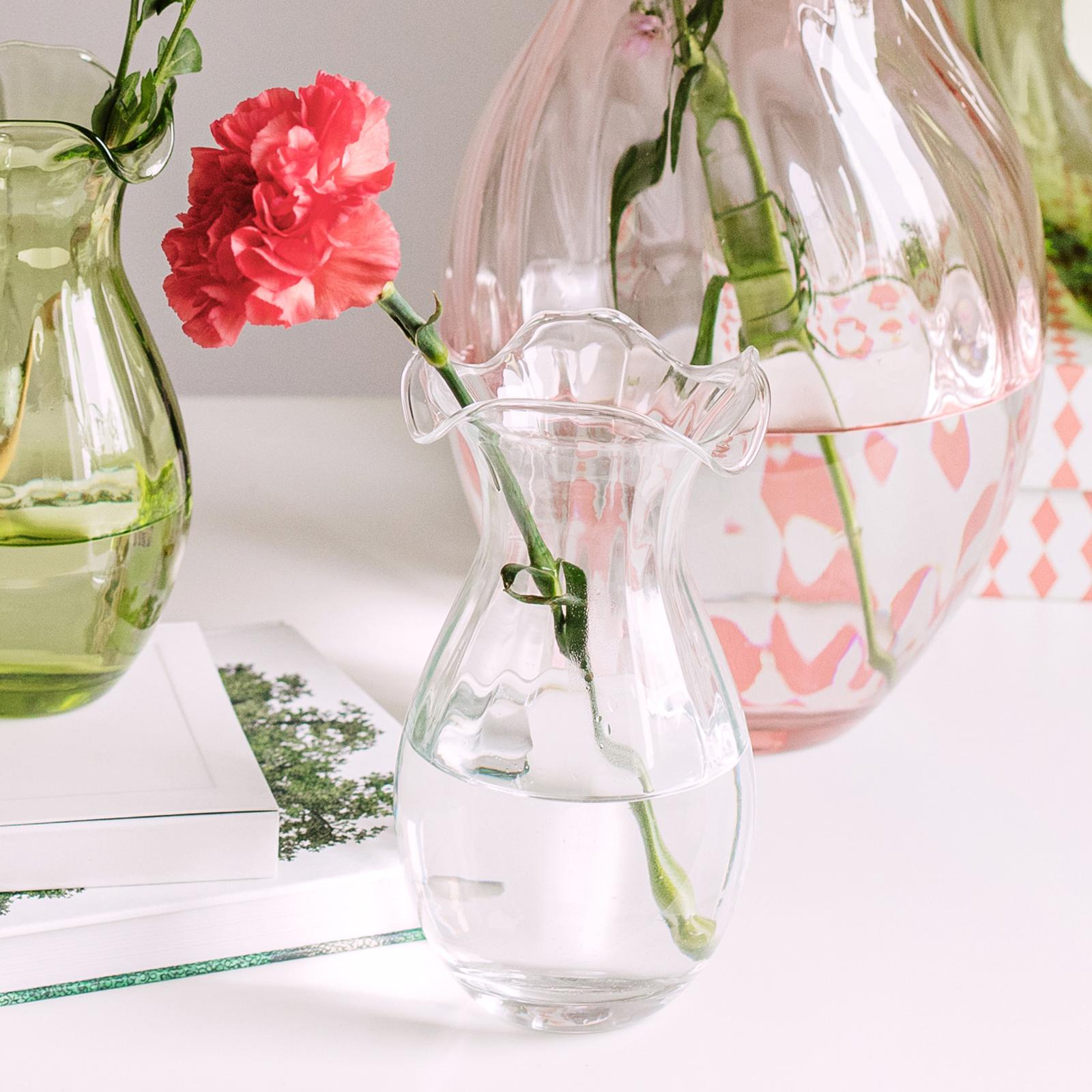 Hibiscus Glass Vertical Fluted Small Vase 1 Hibiscus Glass Vertical Fluted Small Vase