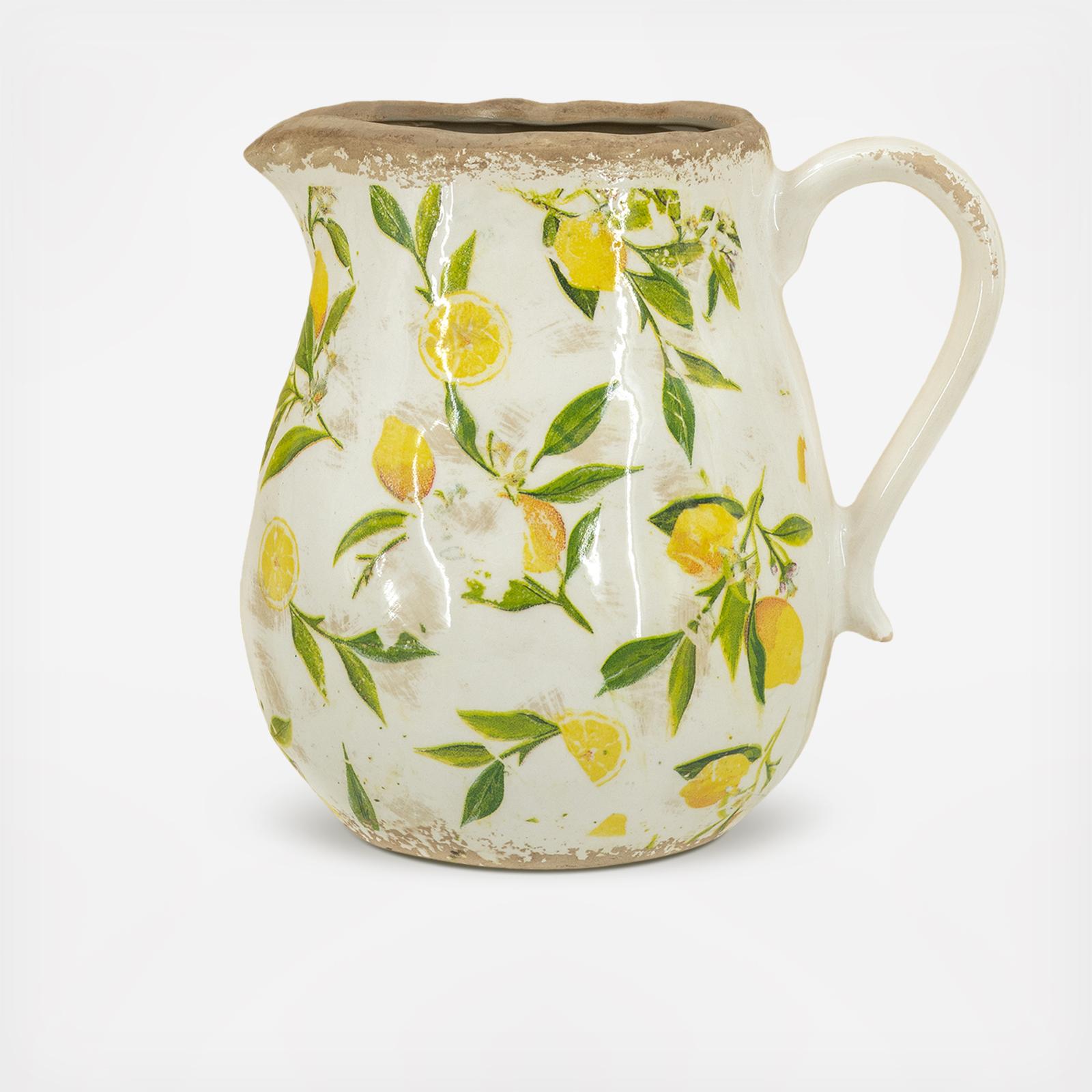 Lemon Motif Pitcher Vase 12 Lemon Motif Pitcher Vase