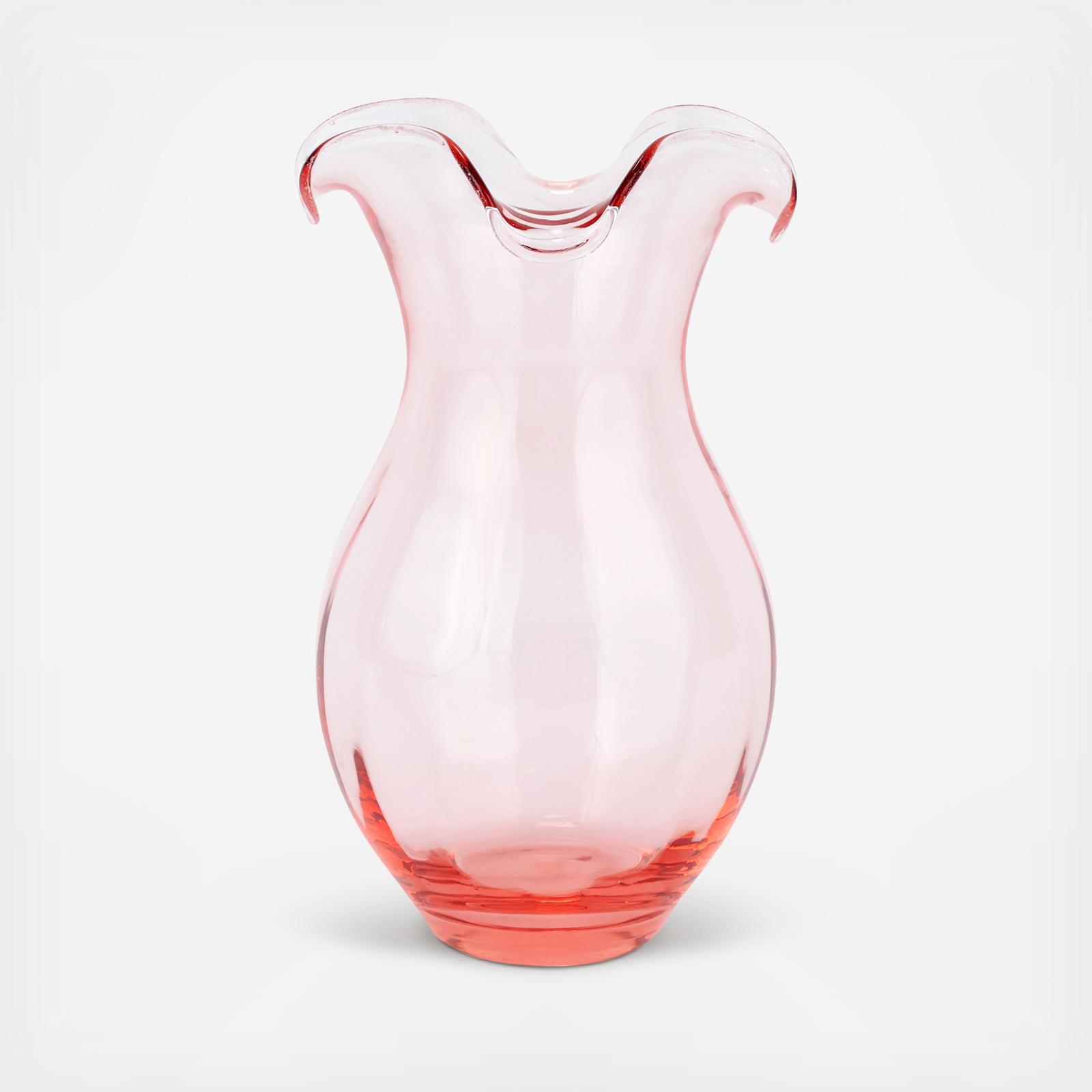 Hibiscus Glass Vertical Fluted Medium Vase 2 Hibiscus Glass Vertical Fluted Medium Vase