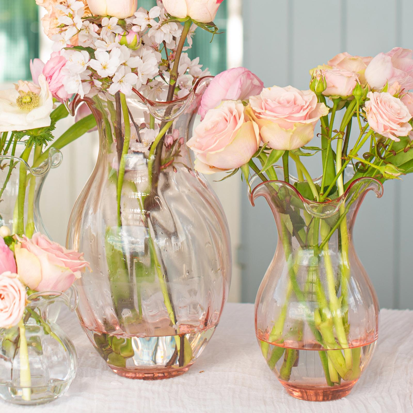 Hibiscus Glass Vertical Fluted Medium Vase 3 Hibiscus Glass Vertical Fluted Medium Vase