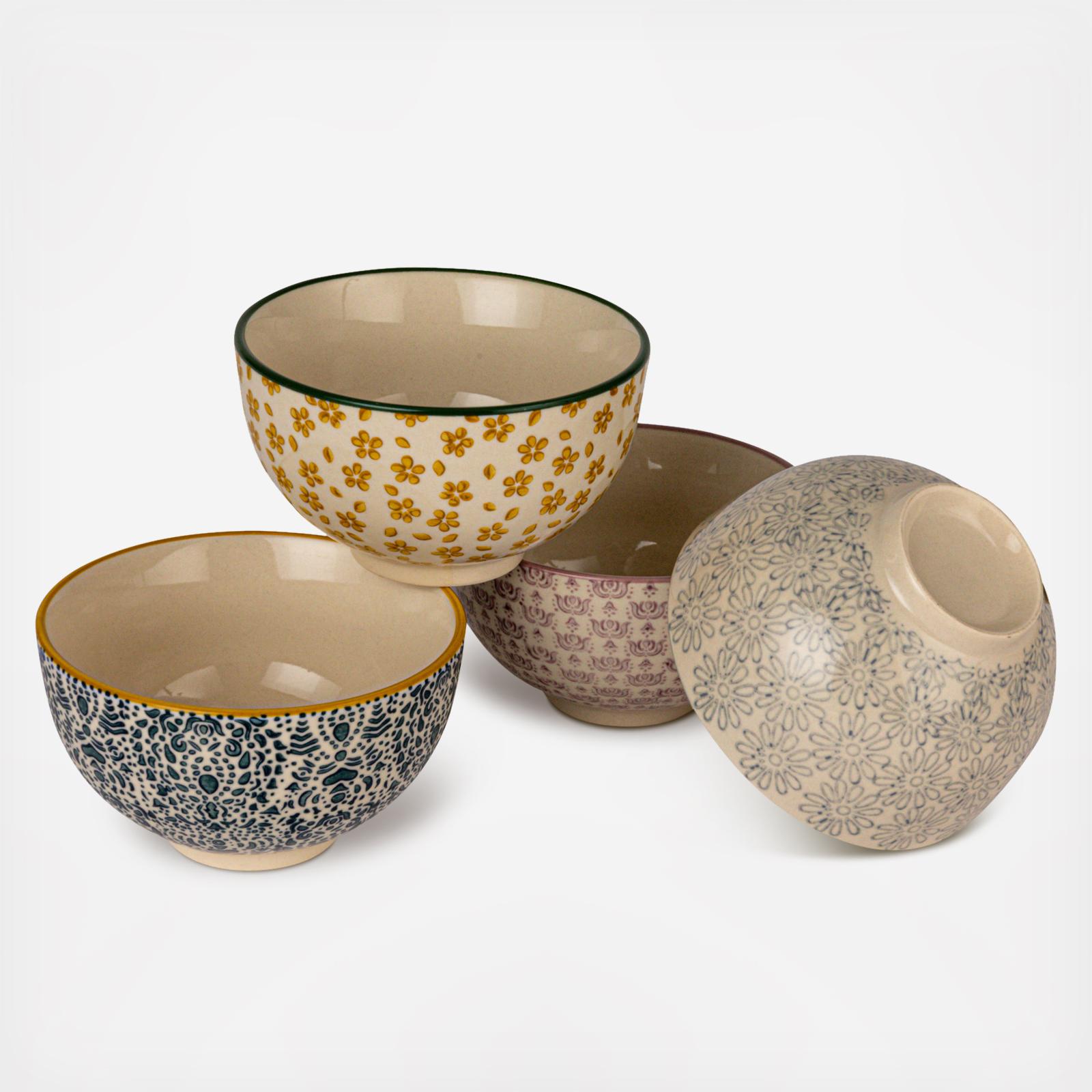 4-Piece Assorted Floral Mosaic Bowl Set