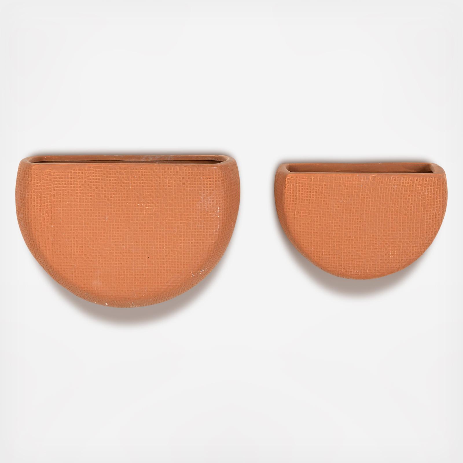Modern Boho Stoneware Wall Mount 2-Piece Planter Set 2 Modern Boho Stoneware Wall Mount 2-Piece Planter Set