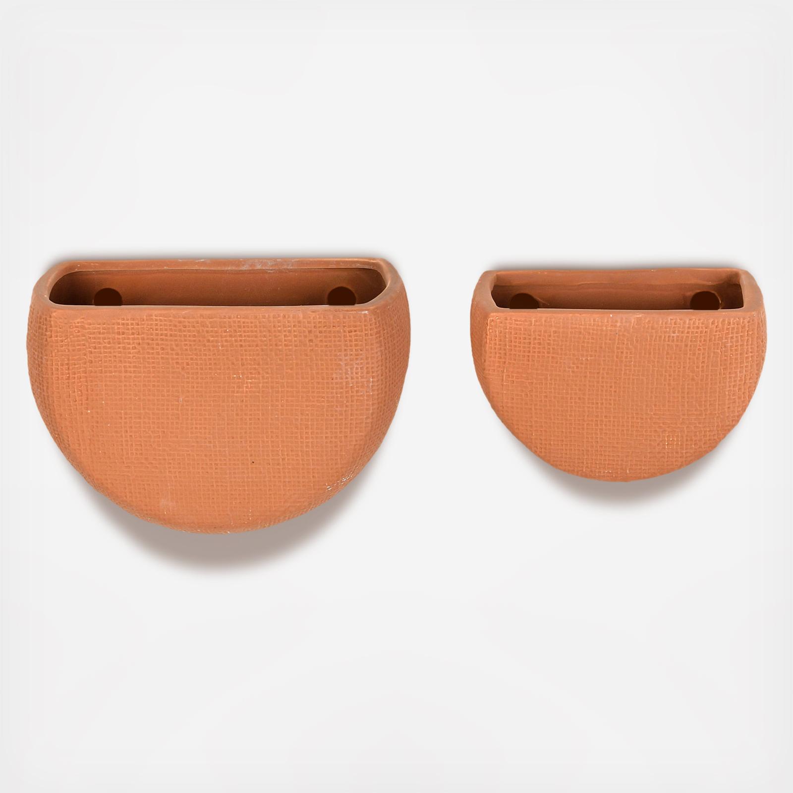Modern Boho Stoneware Wall Mount 2-Piece Planter Set 5 Modern Boho Stoneware Wall Mount 2-Piece Planter Set