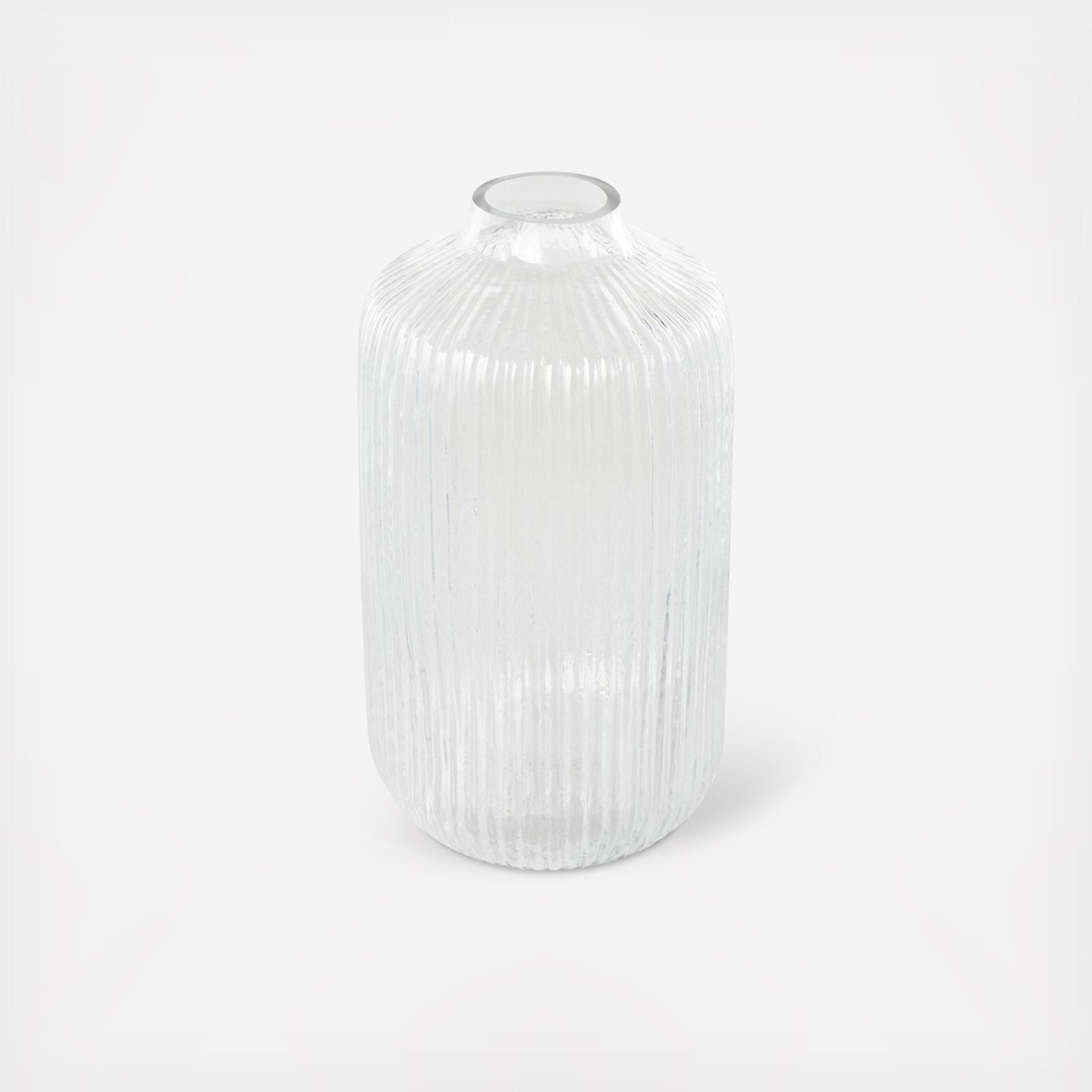 Ribbed Glass Fluted Vase 6 Ribbed Glass Fluted Vase