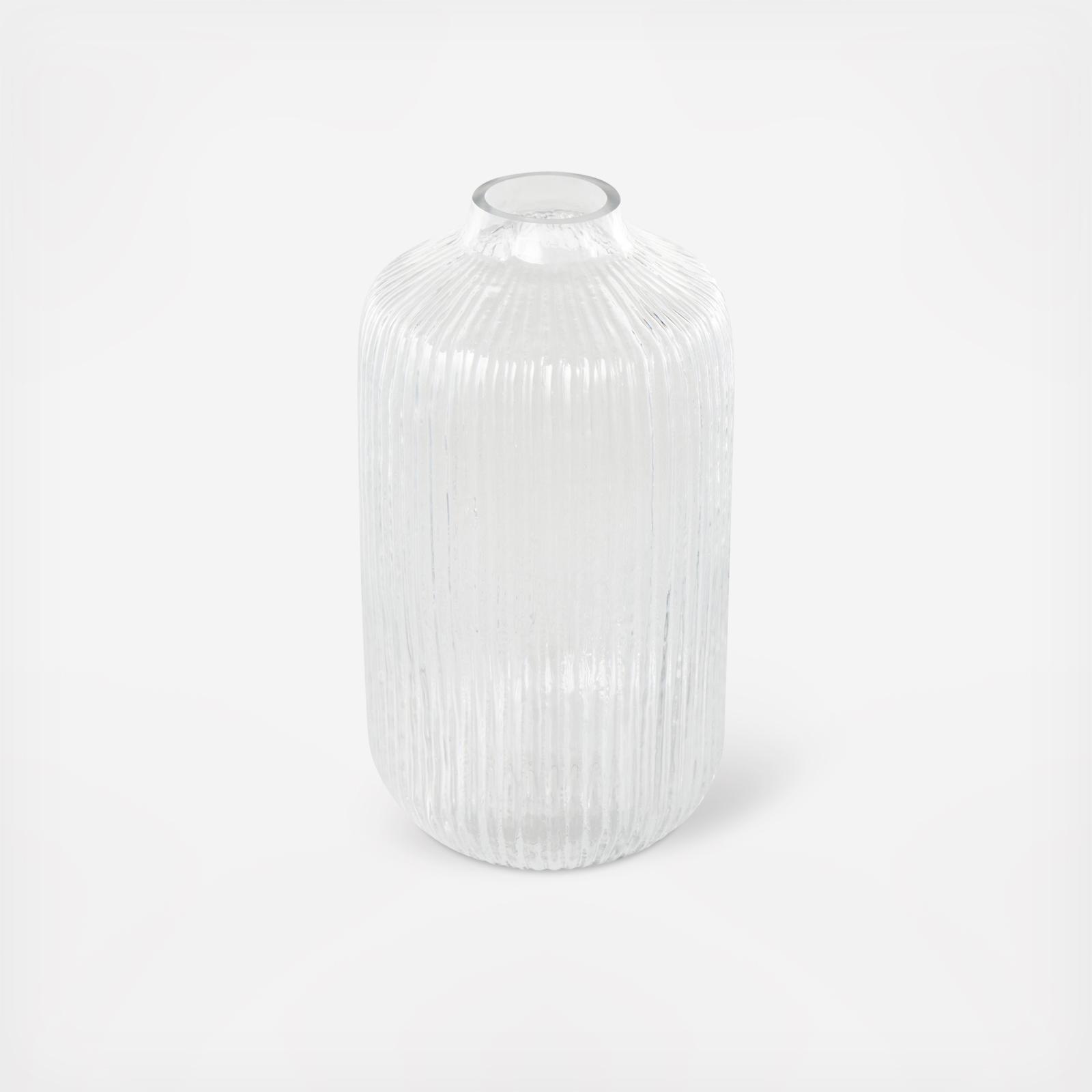 Ribbed Glass Fluted Vase 7 Ribbed Glass Fluted Vase