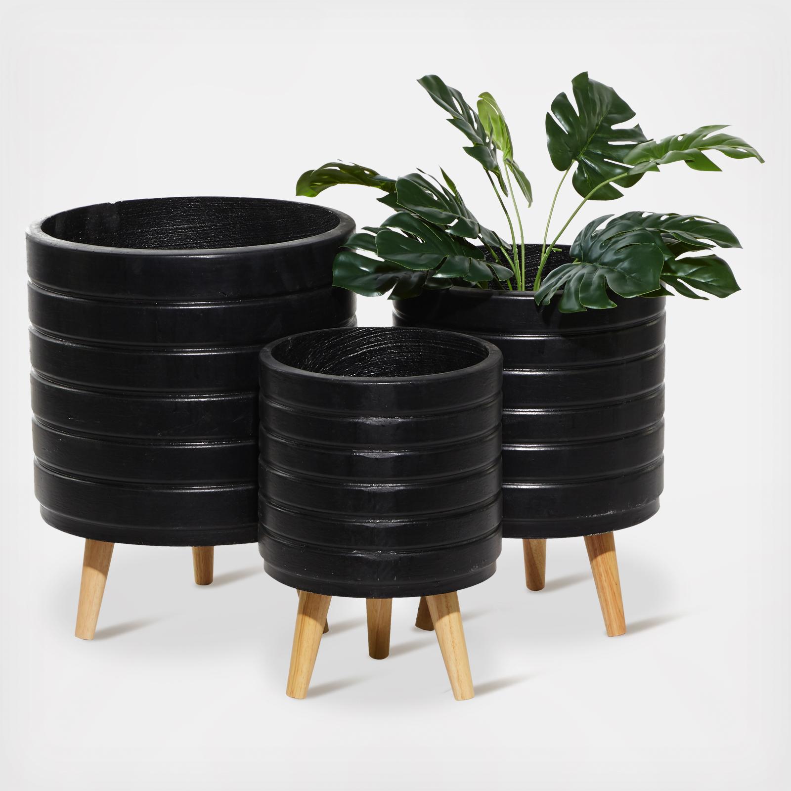 3-Piece Etched Line Planter Set