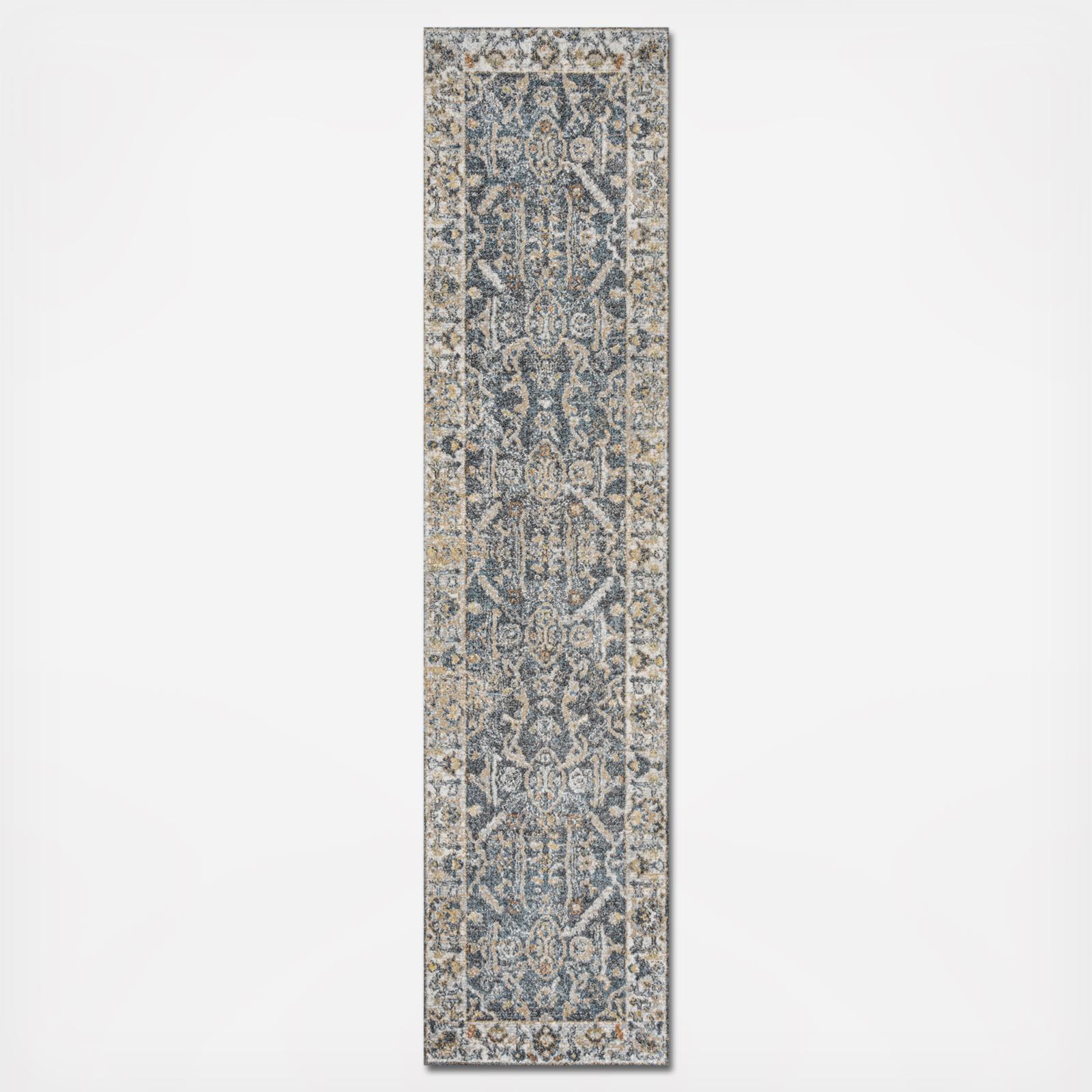 Brandy Rustic Border Low-Pile Runner Rug