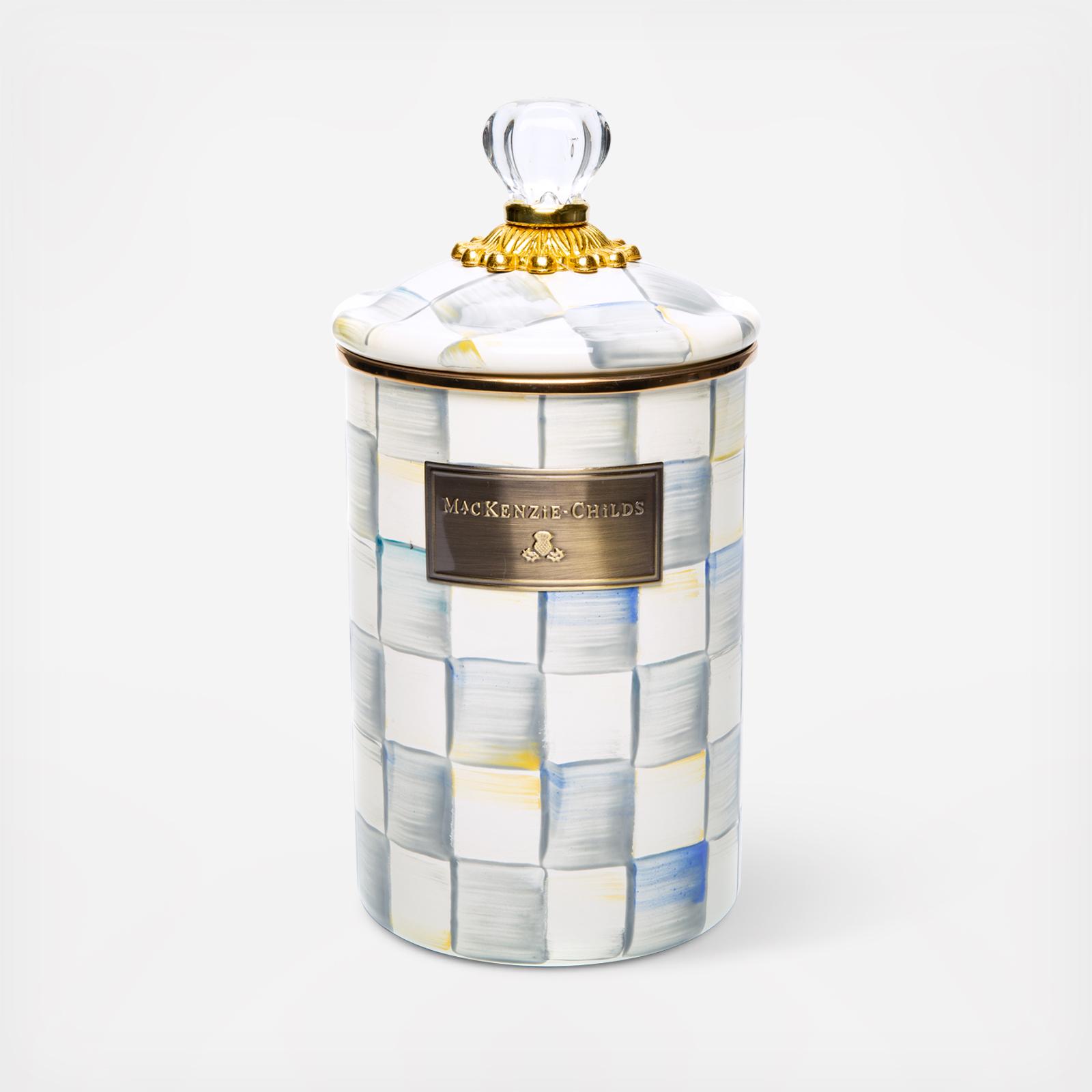 Sterling Check Enamel Canister 16 Sterling Check Enamel Canister