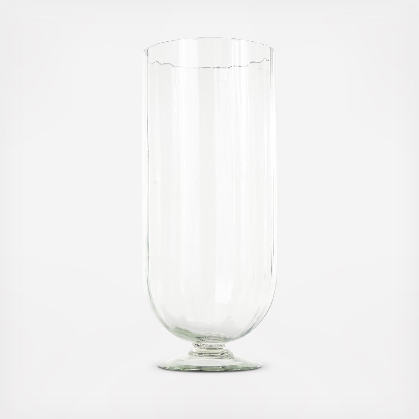 Ribbed Glass Fluted Decorative Candle Holder with Elevated Base 4 Ribbed Glass Fluted Decorative Candle Holder with Elevated Base