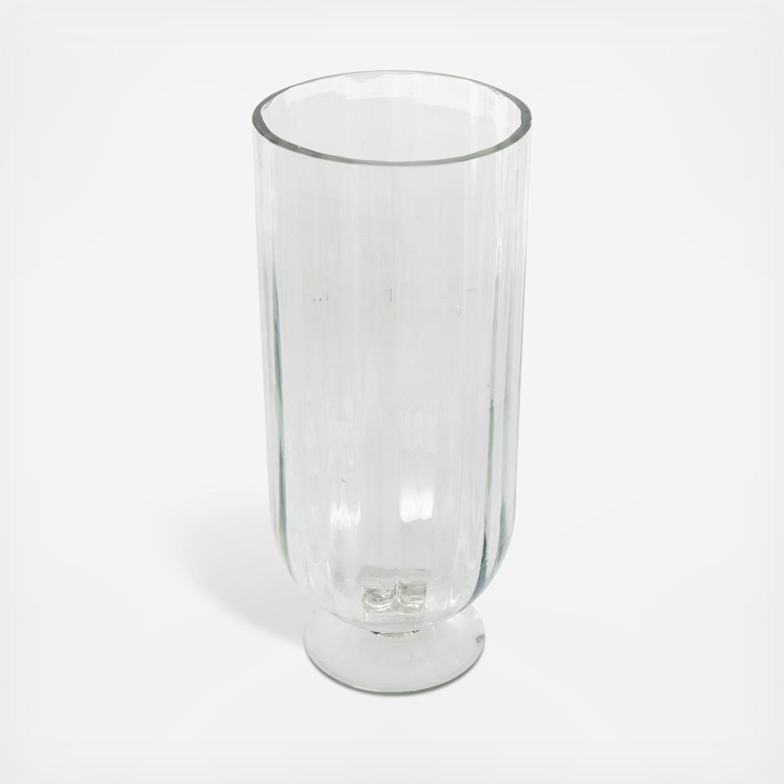 Ribbed Glass Fluted Decorative Candle Holder with Elevated Base 5 Ribbed Glass Fluted Decorative Candle Holder with Elevated Base