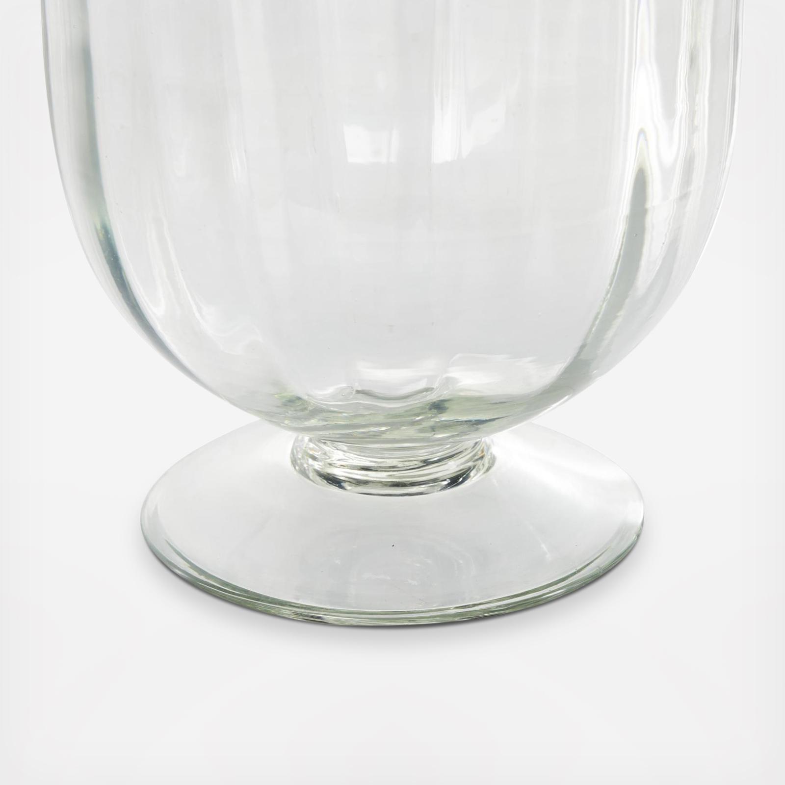 Ribbed Glass Fluted Decorative Candle Holder with Elevated Base 6 Ribbed Glass Fluted Decorative Candle Holder with Elevated Base