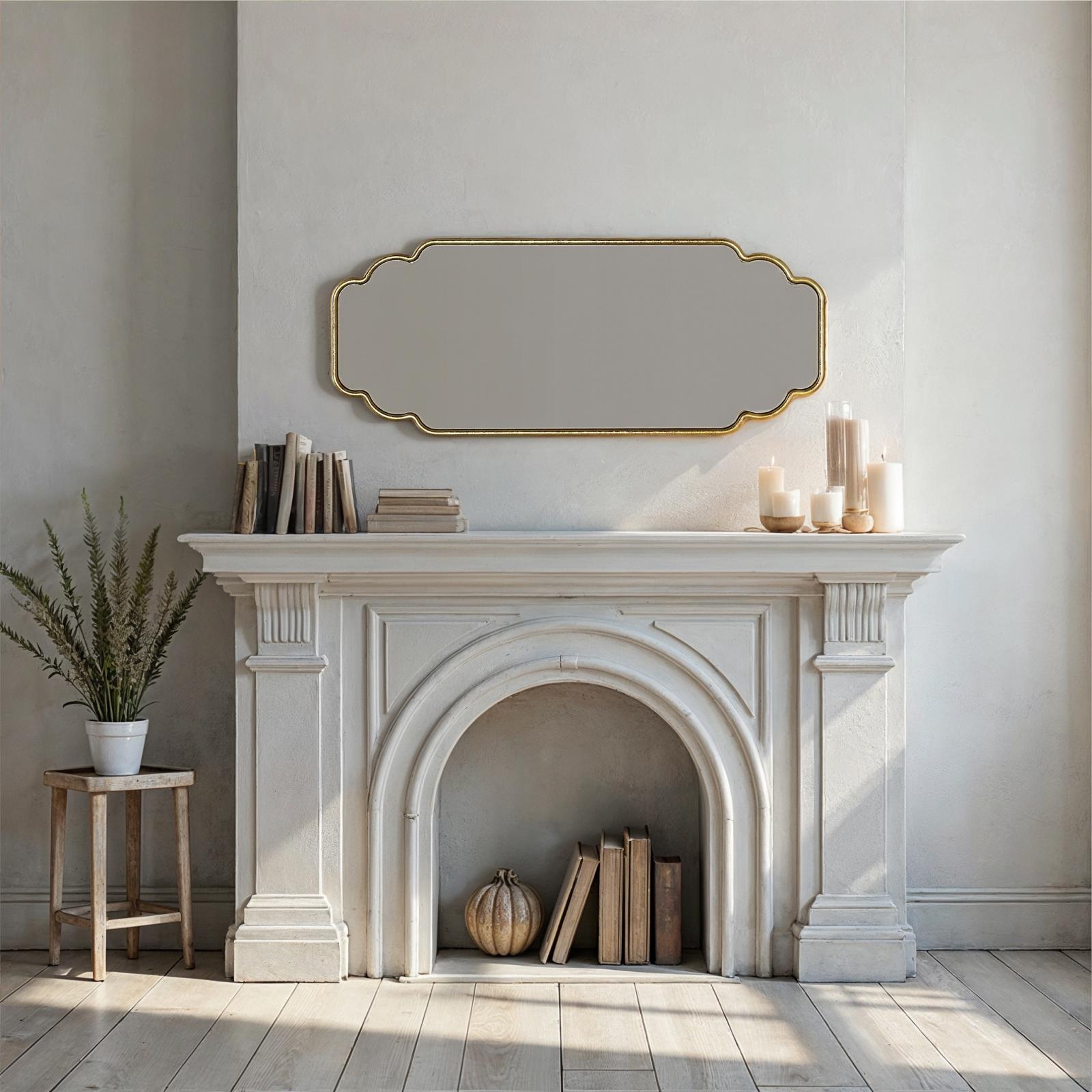 Scalloped Metal Wall Mirror with Vertical/Horizontal Hanging 6 Scalloped Metal Wall Mirror with Vertical/Horizontal Hanging