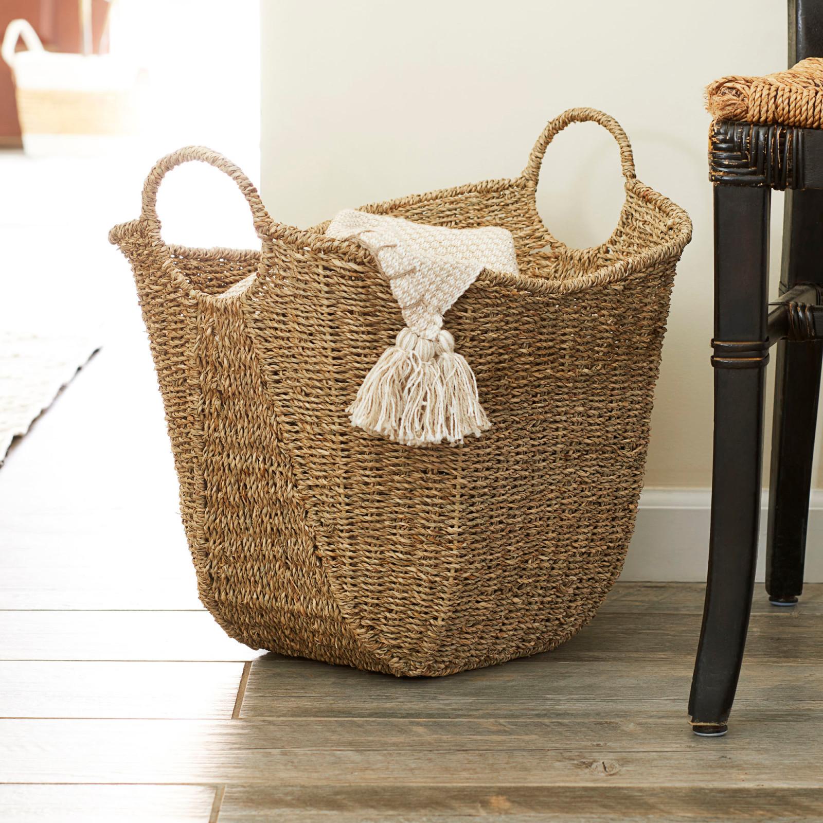 Seagrass Wicker Basket with Handle 1 Seagrass Wicker Basket with Handle