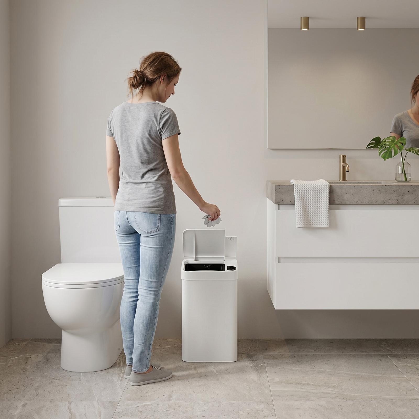 SensorCan Rectangular Bathroom Trash Can