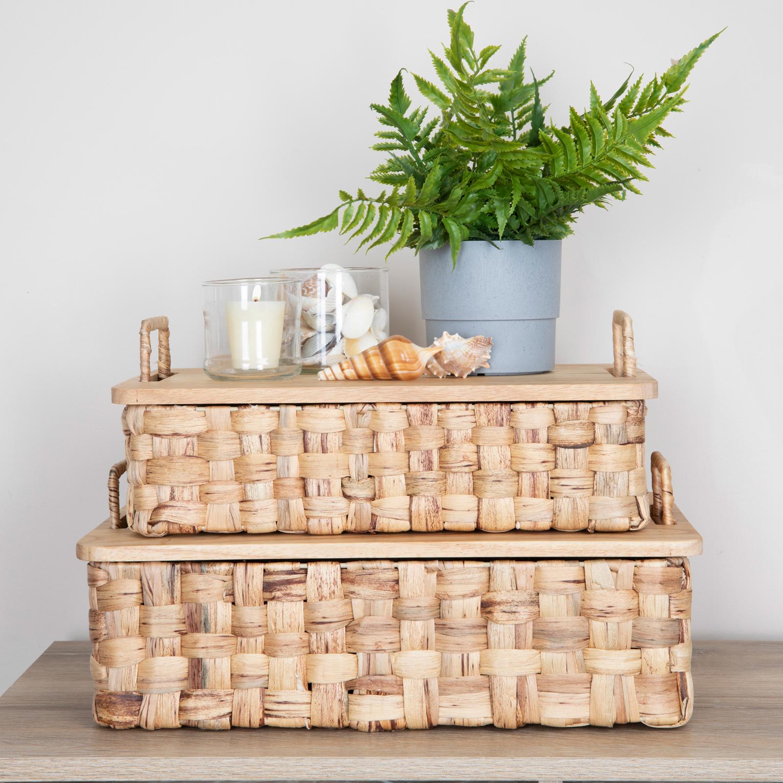 2-Piece Stackable Hyacinth Basket with Lid 9 2-Piece Stackable Hyacinth Basket with Lid