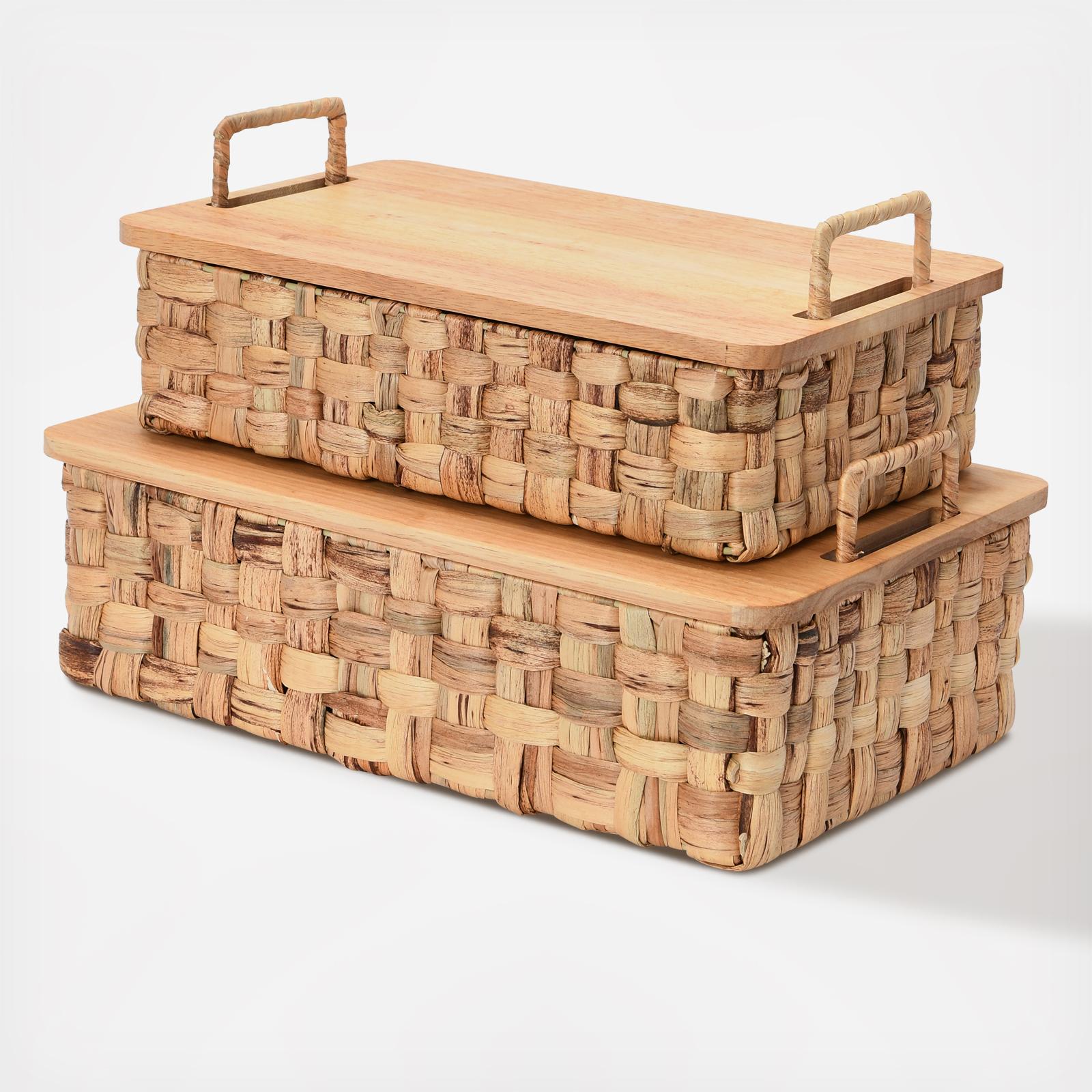 2-Piece Stackable Hyacinth Basket with Lid 2 2-Piece Stackable Hyacinth Basket with Lid