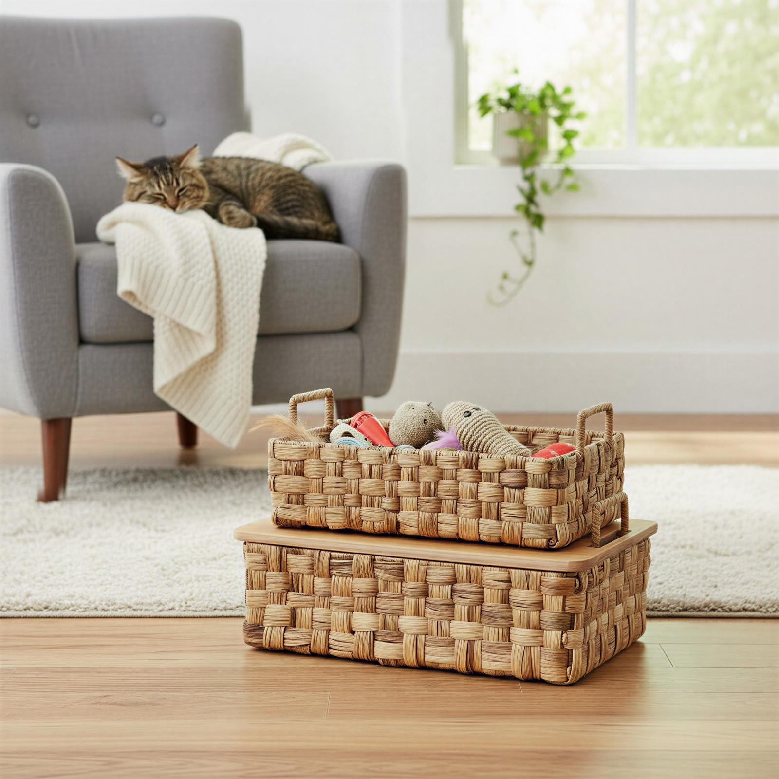 2-Piece Stackable Hyacinth Basket with Lid 4 2-Piece Stackable Hyacinth Basket with Lid