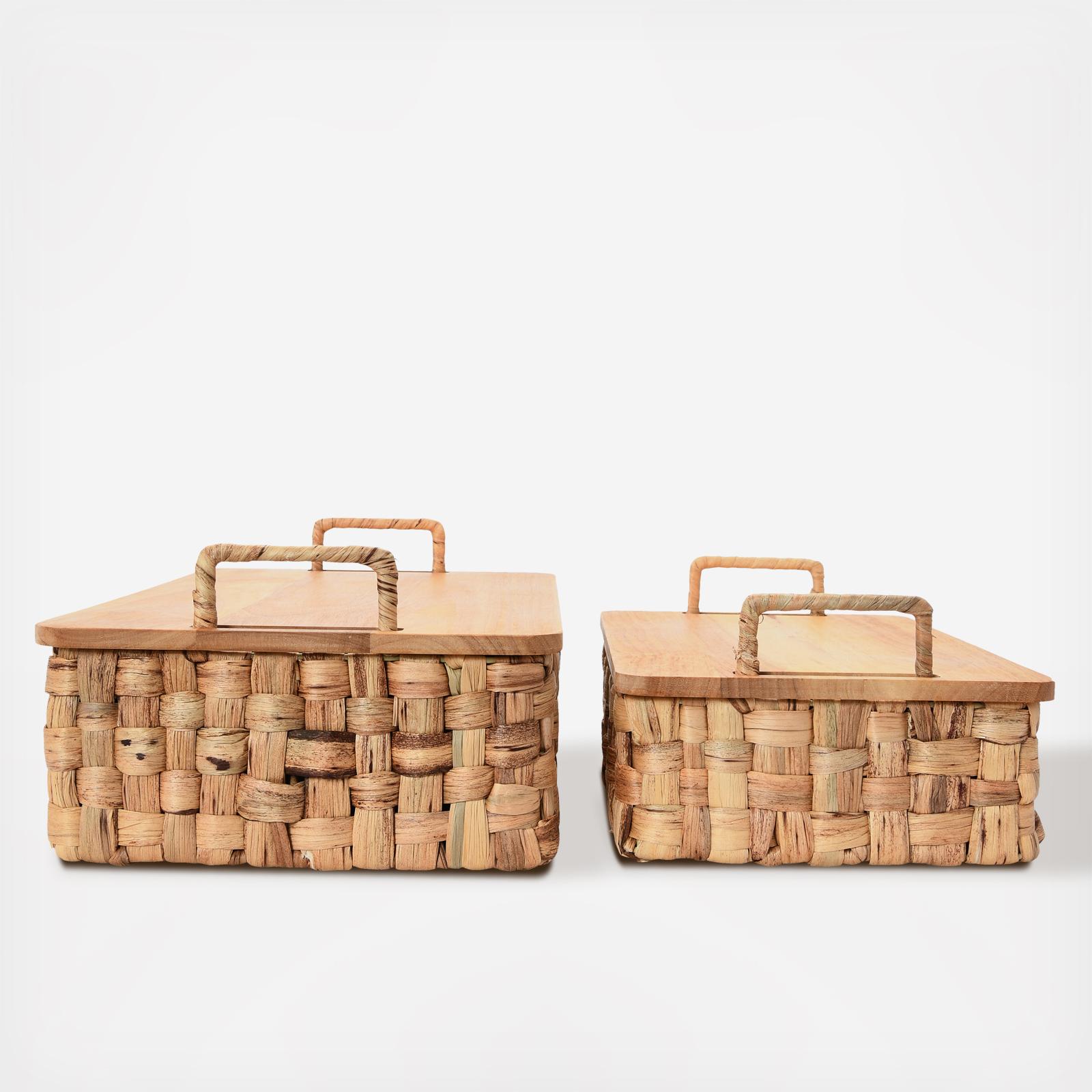 2-Piece Stackable Hyacinth Basket with Lid 7 2-Piece Stackable Hyacinth Basket with Lid